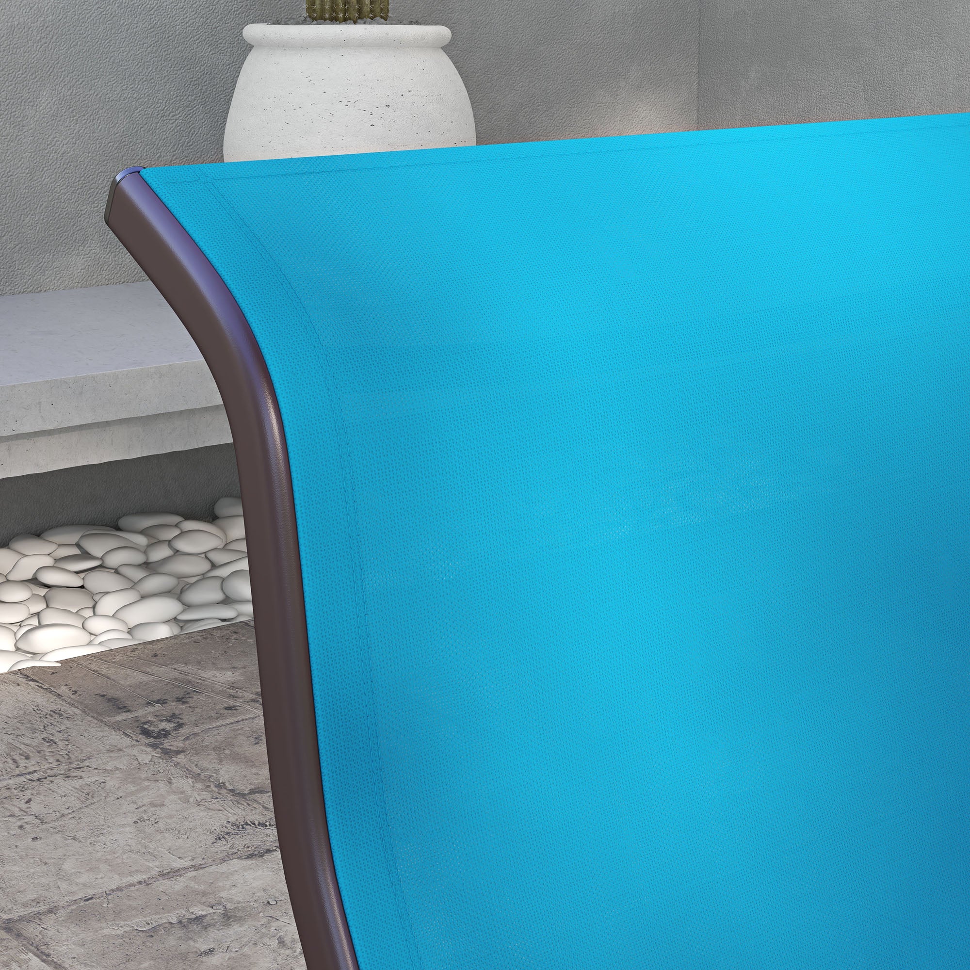 Gliding Lounger Chair, Single Rocker with Lightweight Metal & Mesh Construction, Blue