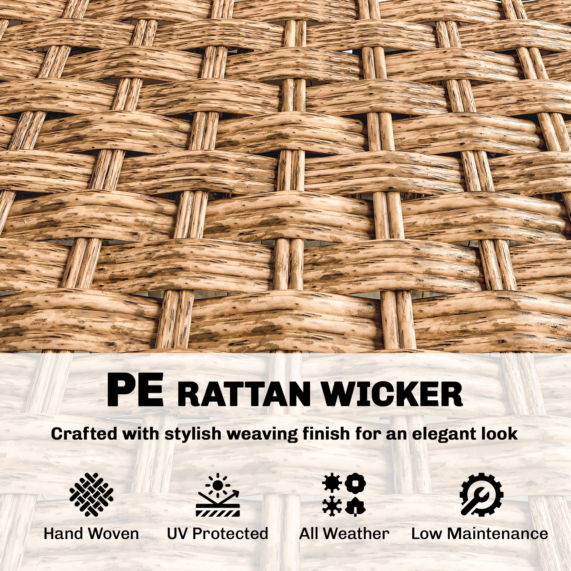 Rattan Wicker Sofa 3-Seater Outdoor Patio Sofa with Cushions for Garden Backyard Porch