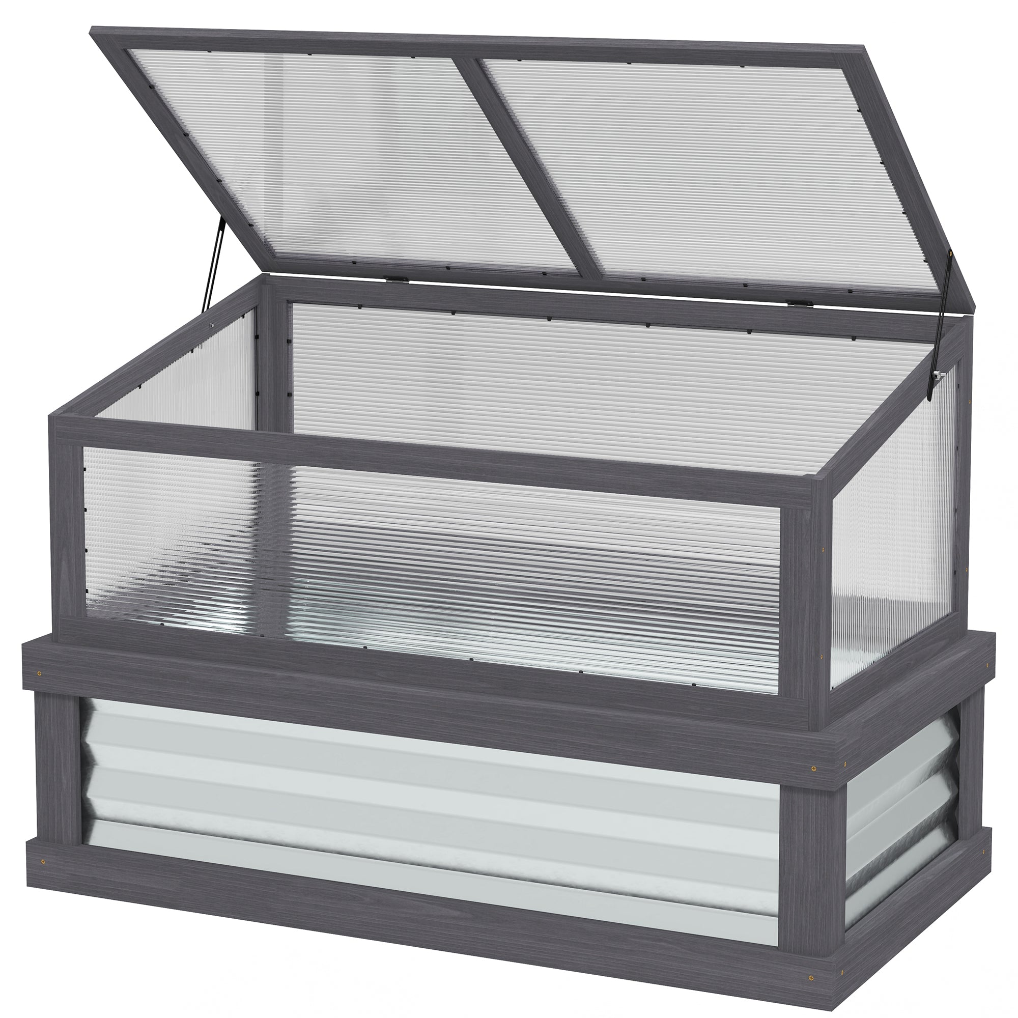 Raised Garden Flower Bed Kit with Lean-to Greenhouse, Wooden Cold Frame Planter, 41" x 22.5" x 28.25"