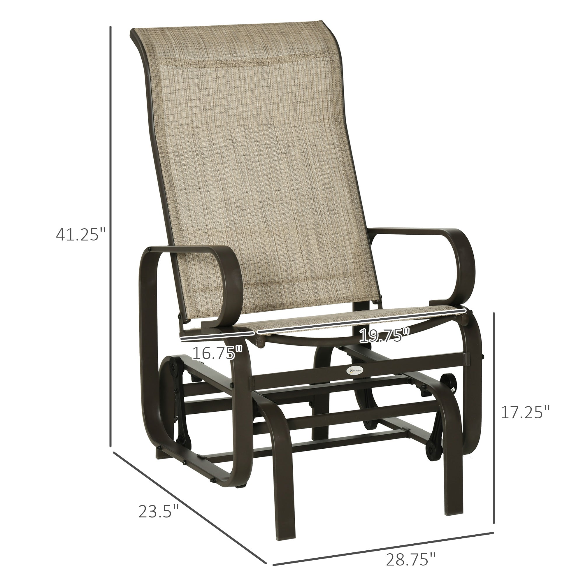 Outdoor Patio Glider Rocker, Metal High-Back Chair for Outdoor Use