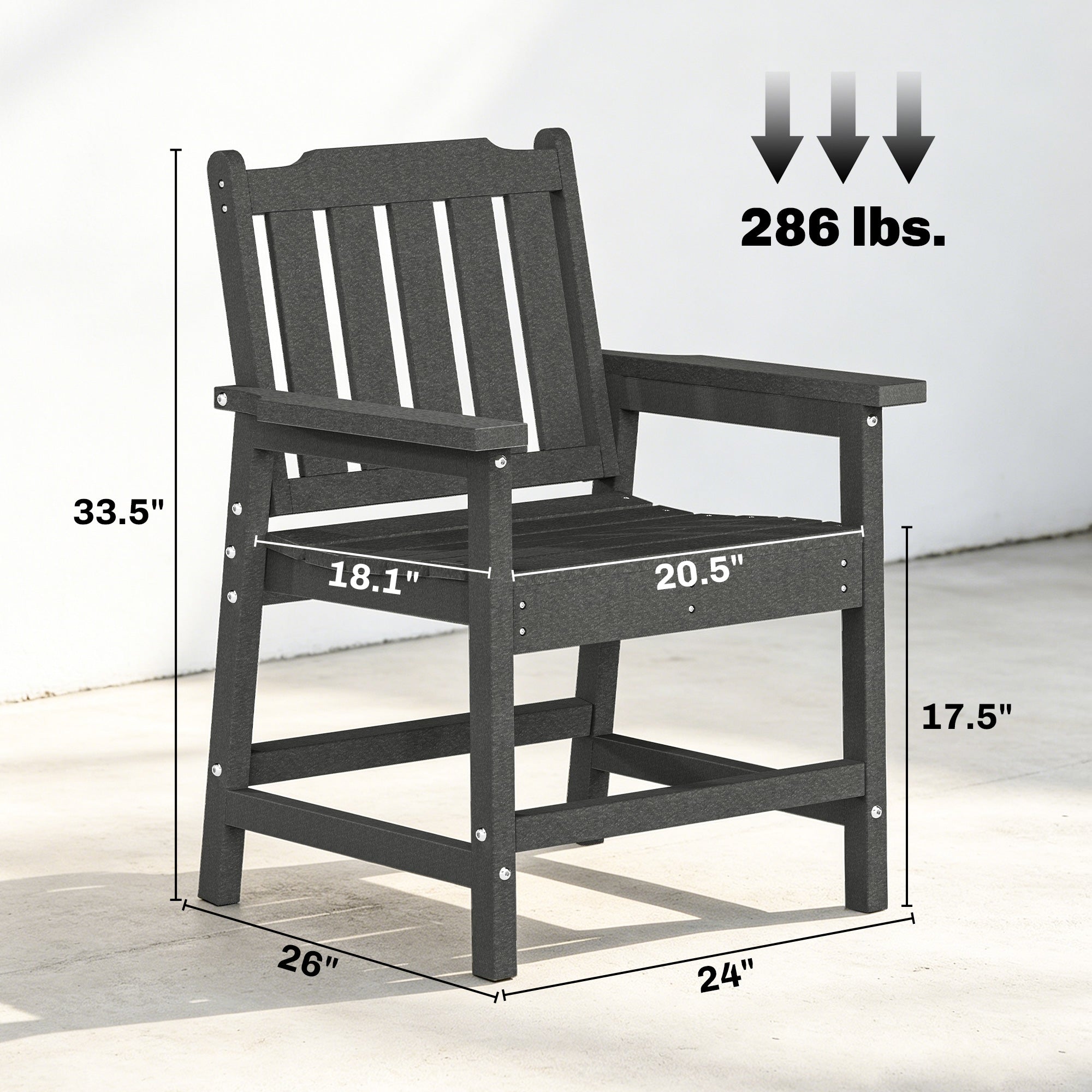 2 Piece All-Weather Patio Chairs, HDPE Patio Dining Chair Set, Heavy Duty Wood-Like Outdoor Furniture