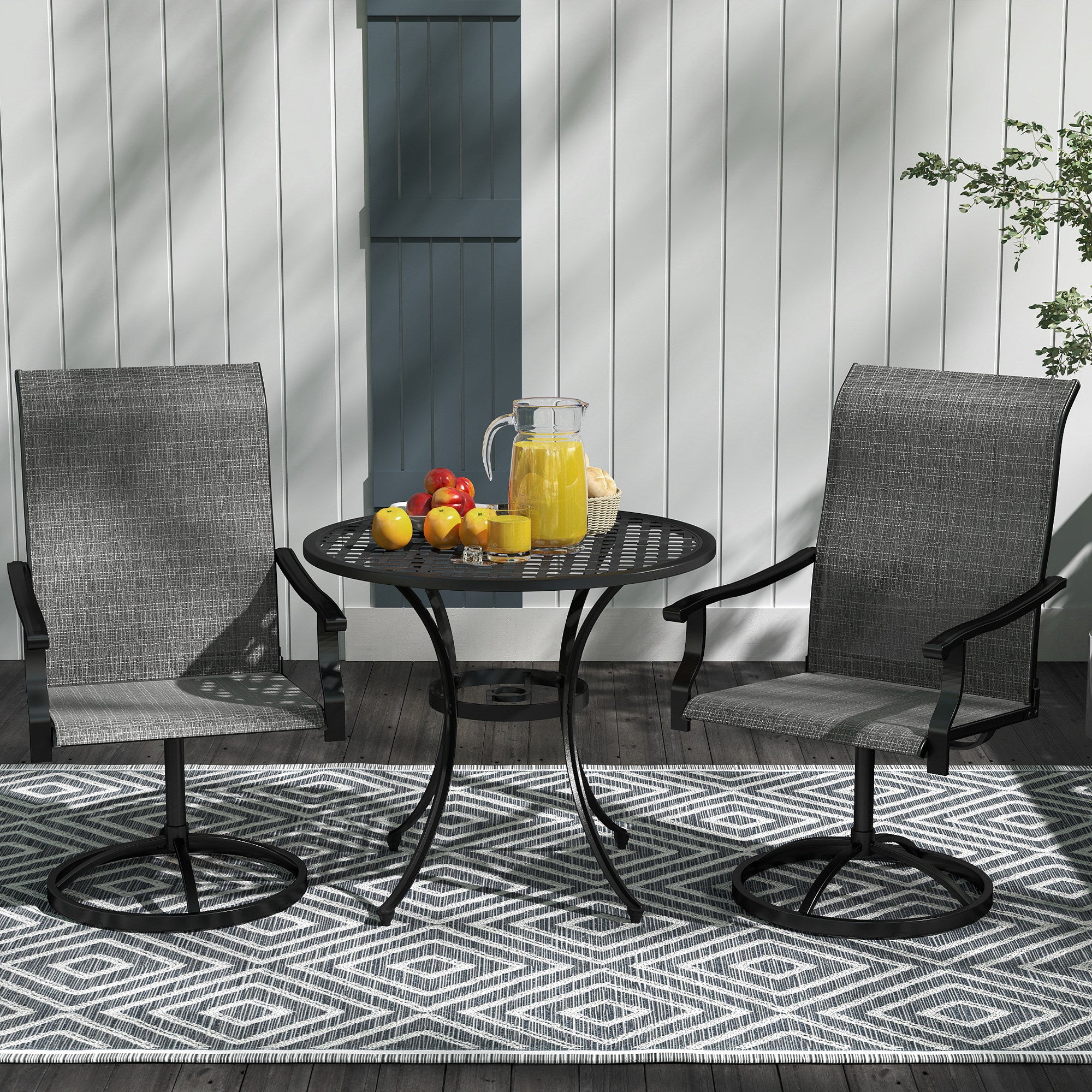 Patio Swivel Chairs Set of 2, High Back Patio Dining Chairs with All-Weather Mesh for Backyard, Lawn, Garden