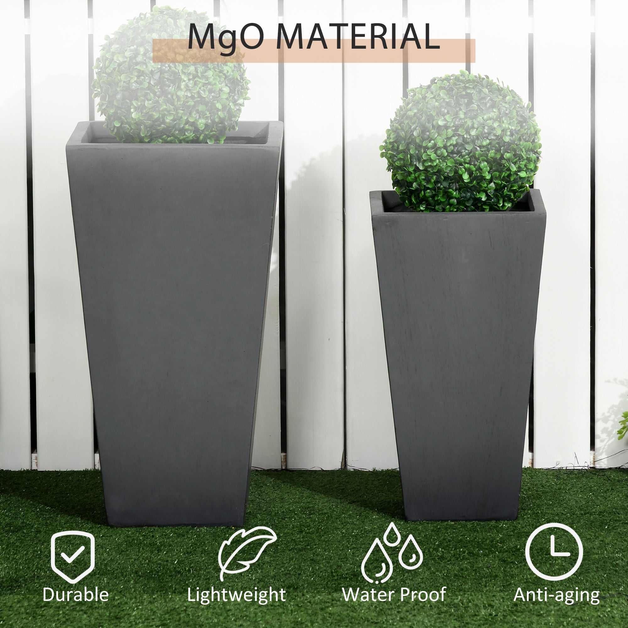 2-Pack Outdoor Planter Set, Flower Pots with Drainage Holes, Durable & Stackable Plant Pot, 22in & 18in, for Porch, Entryway, Patio, Yard, Garden