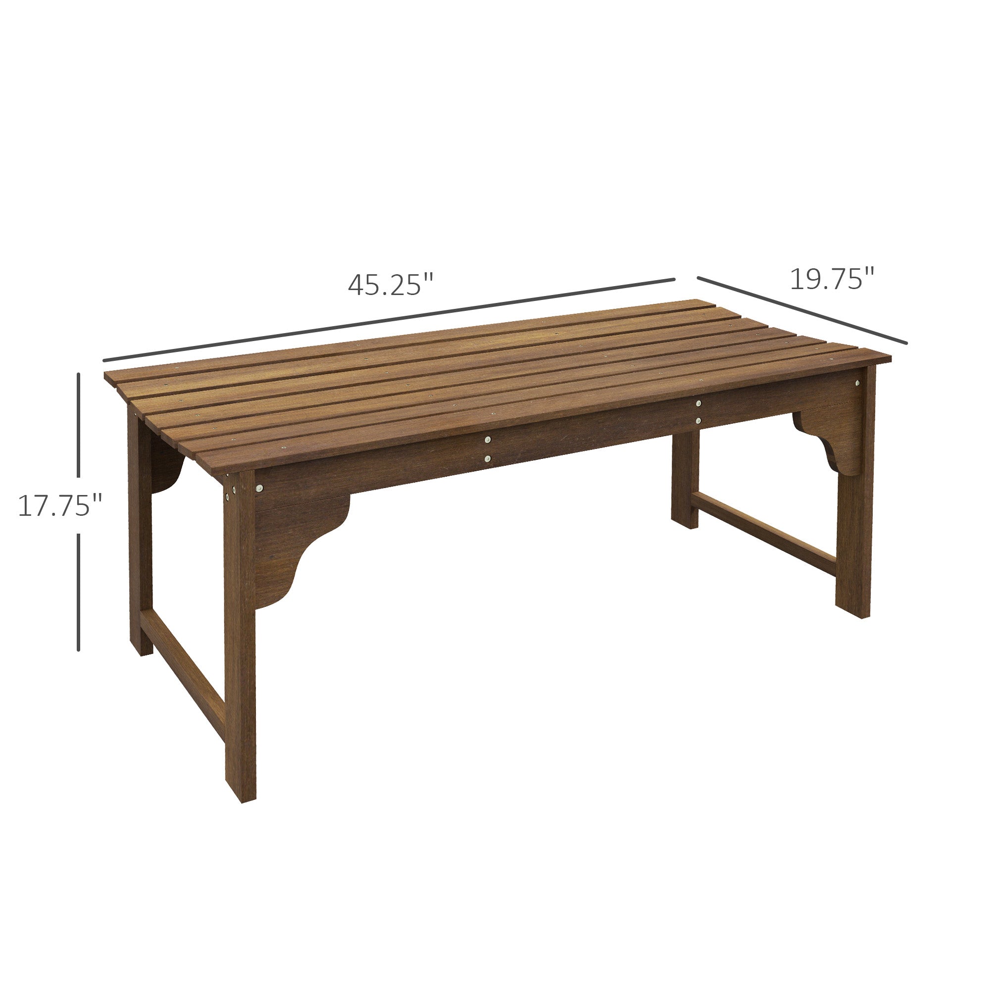 Slatted Wooden Garden Bench, Curved Seat Front Porch Bench