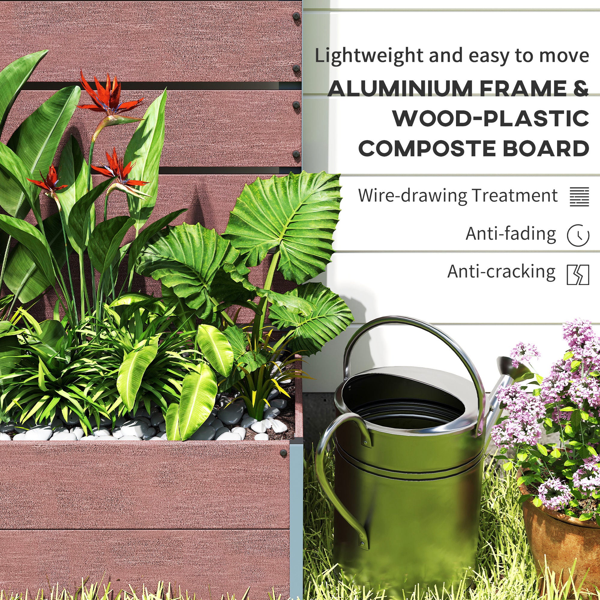 Trellis Planter for Climbing Plants, Raised Garden Bed with Trellis, Planter Box for Outdoor, 28.25" x 15" x 59"