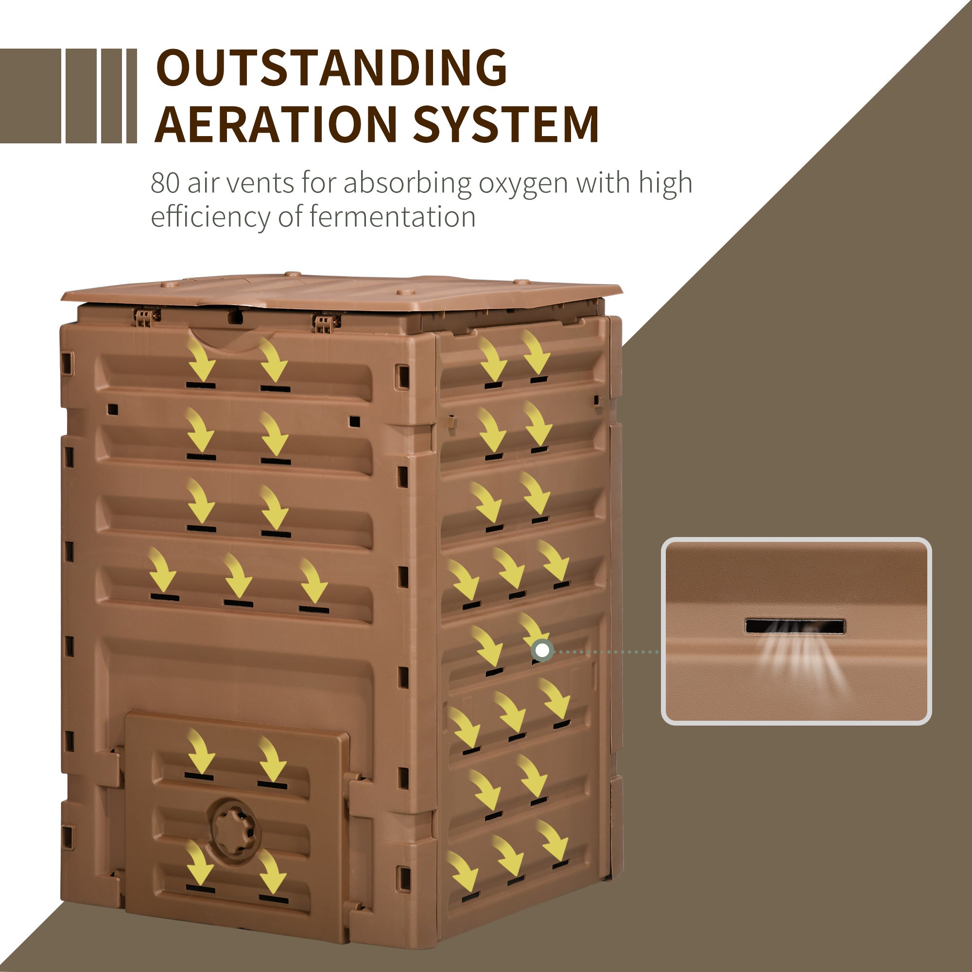 Garden Compost Bin, 120 Gallon (450L) Garden Composter, BPA Free, with 80 Vents and 2 Sliding Doors, Lightweight & Sturdy, Fast Creation of Fertile Soil