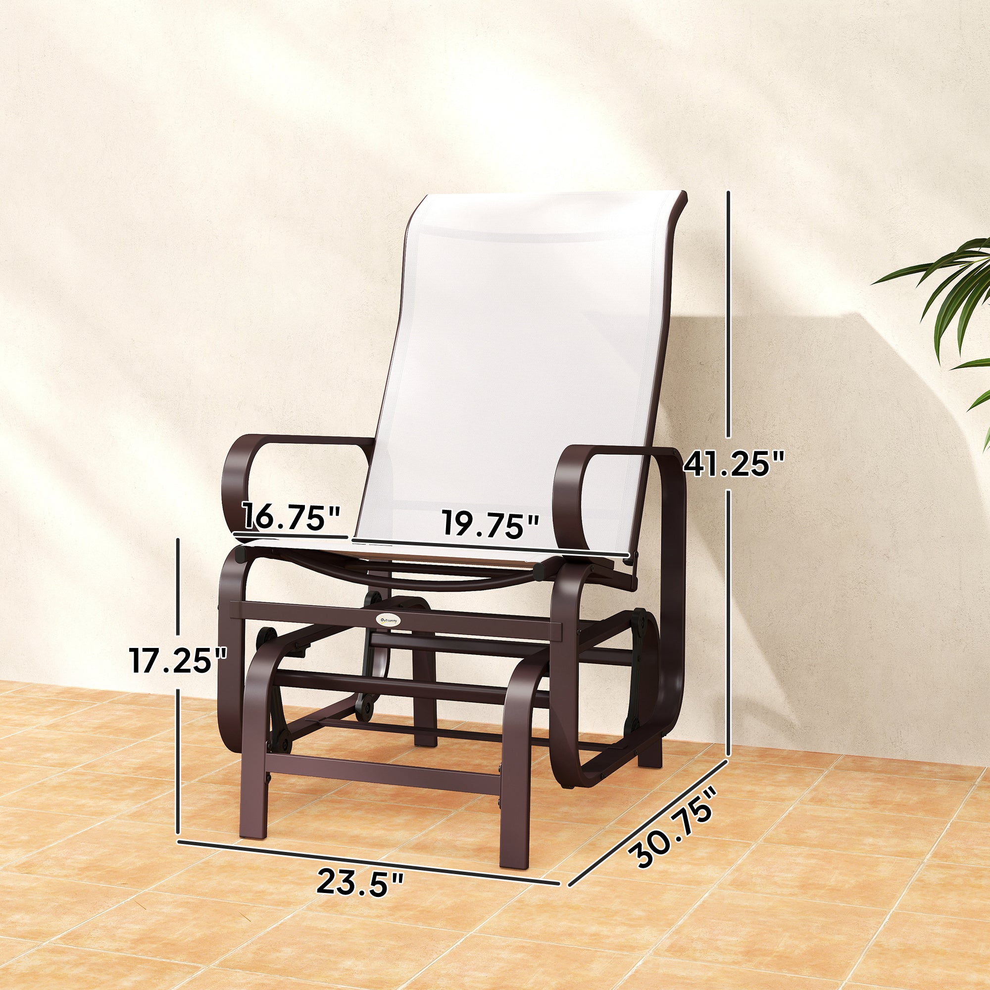 Gliding Lounger Chair Set of 2, Single Rockers with Lightweight Metal & Mesh Construction