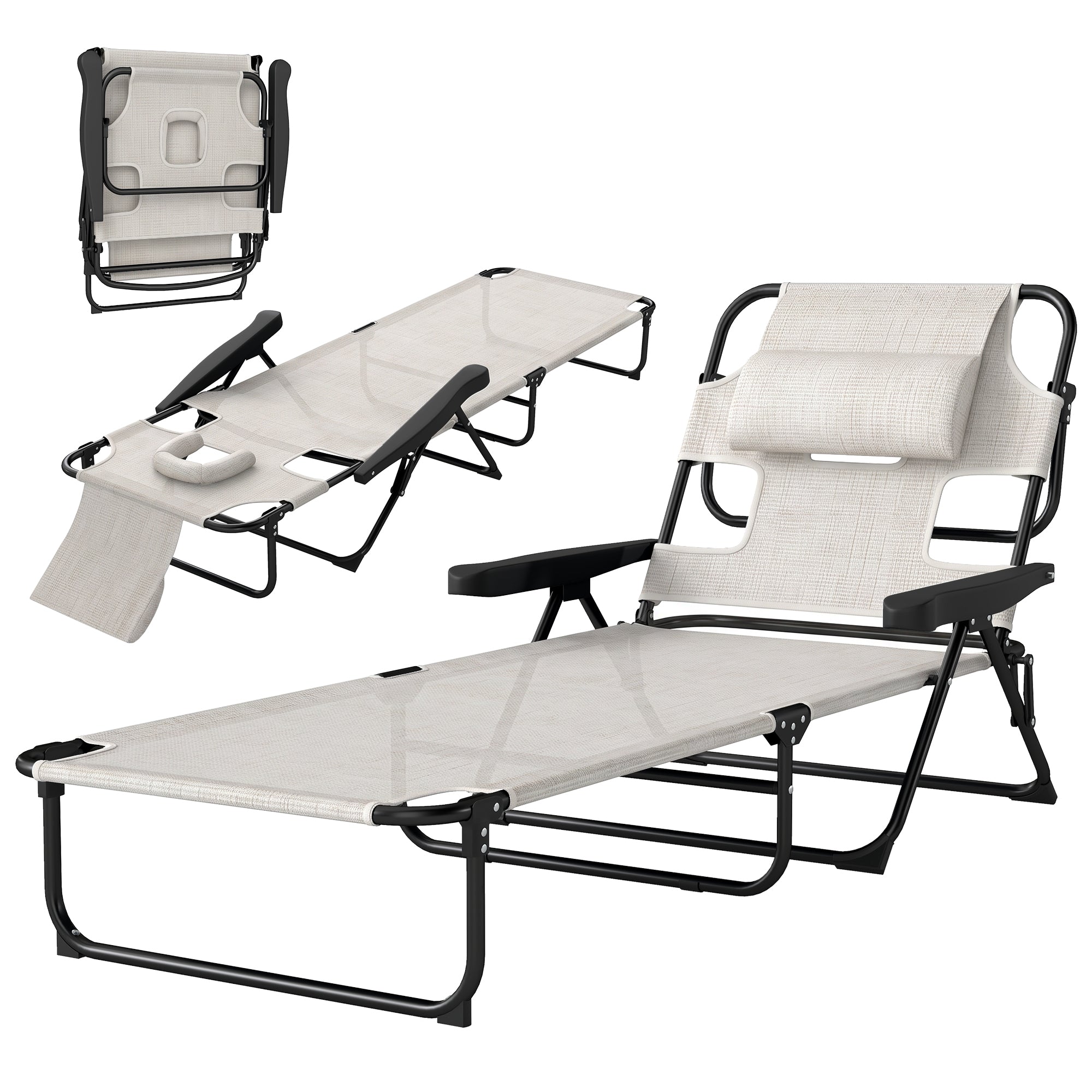 Folding Lounge Chair w/ Reclining Back