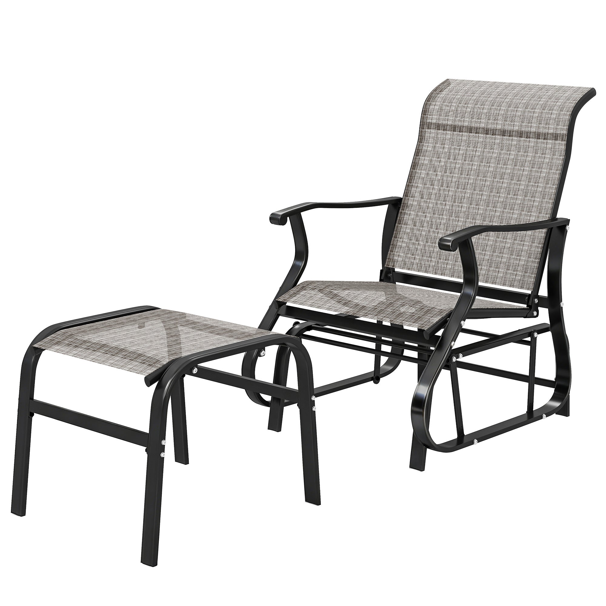 Outdoor Glider with Ottoman, Patio Glider Chair Set with High Back, Wide Seat for Porch, Garden, Backyard