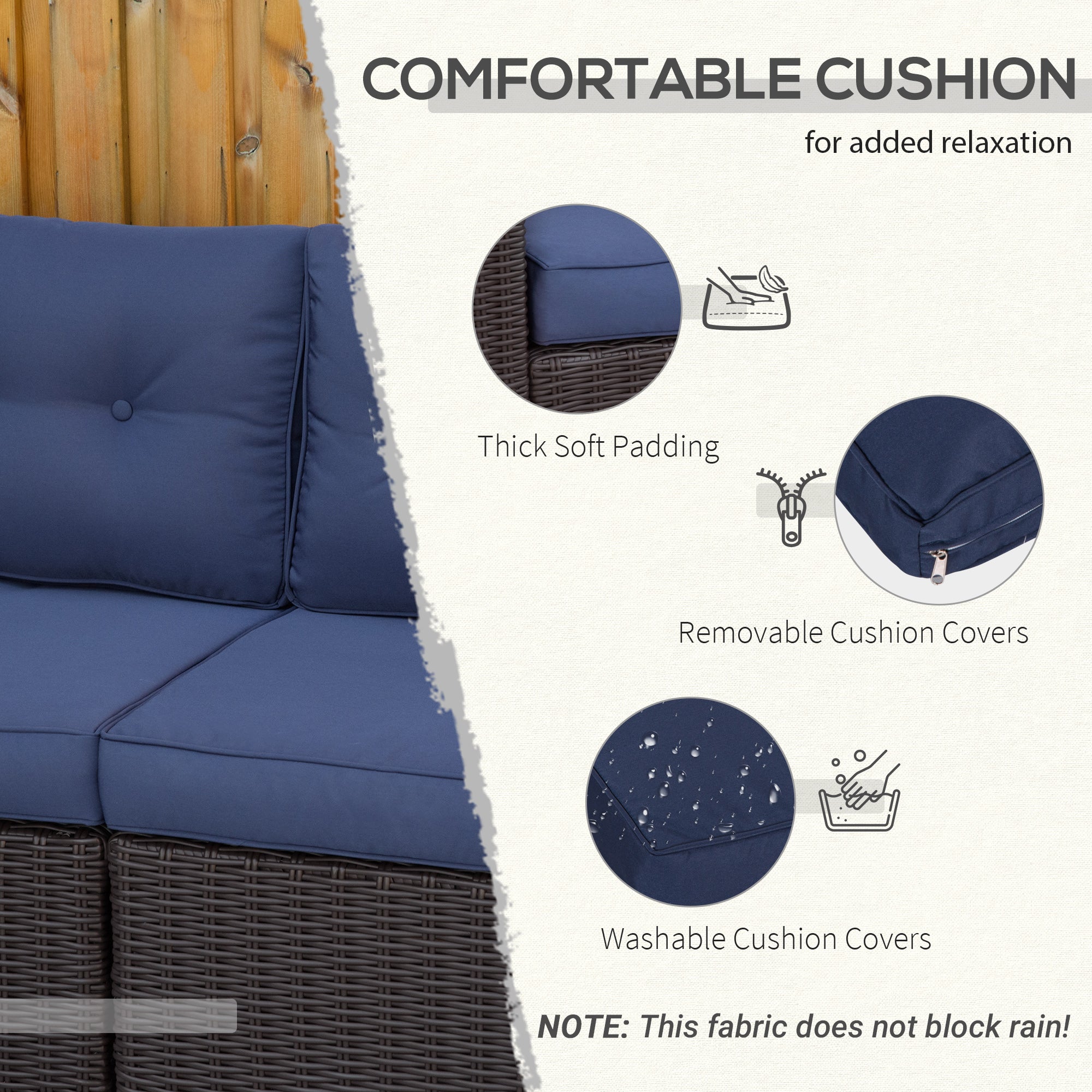 2 Piece Patio Wicker Corner Sofa Set, Outdoor PE Rattan Furniture, with Curved Armrests and Padded Cushions for Balcony, Garden, or Lawn