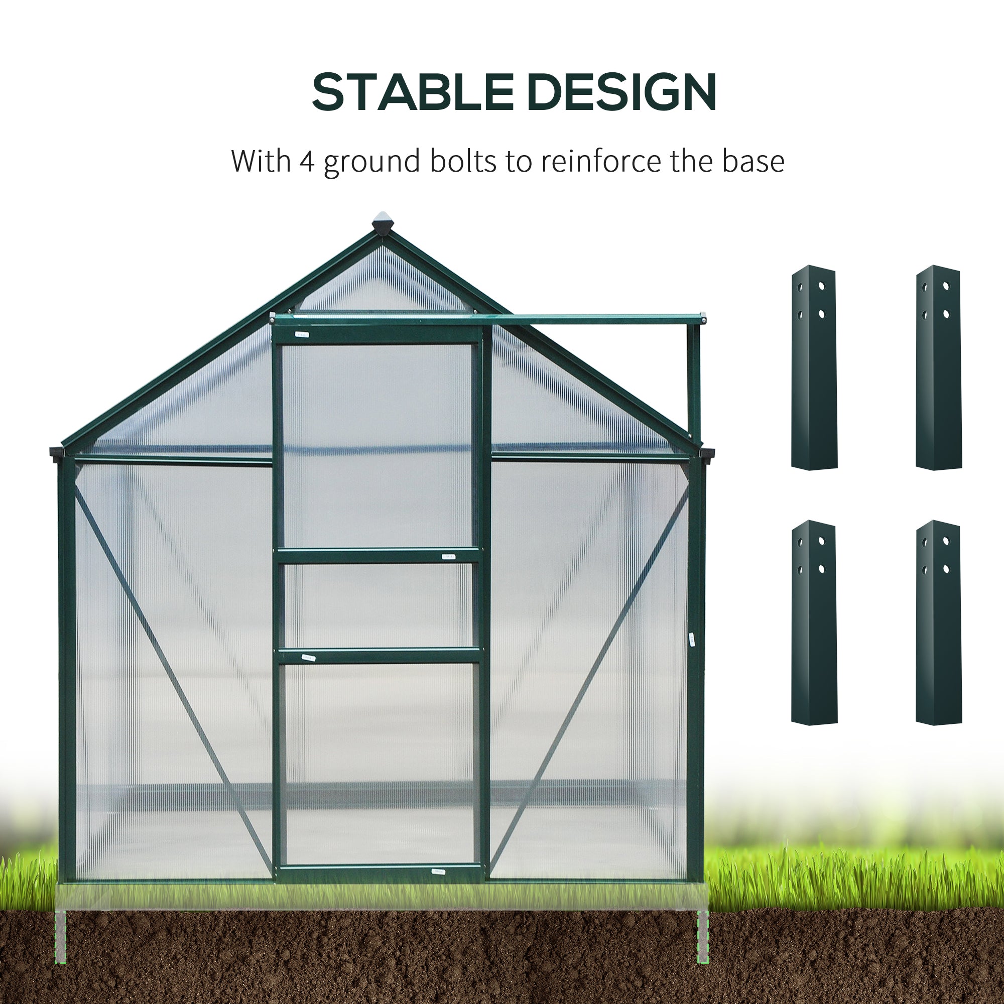 Greenhouse for Outdoors, Polycarbonate Greenhouse with Rain Gutter and Roof Vent, Aluminum Walk-in Green House for Patio Backyard Garden