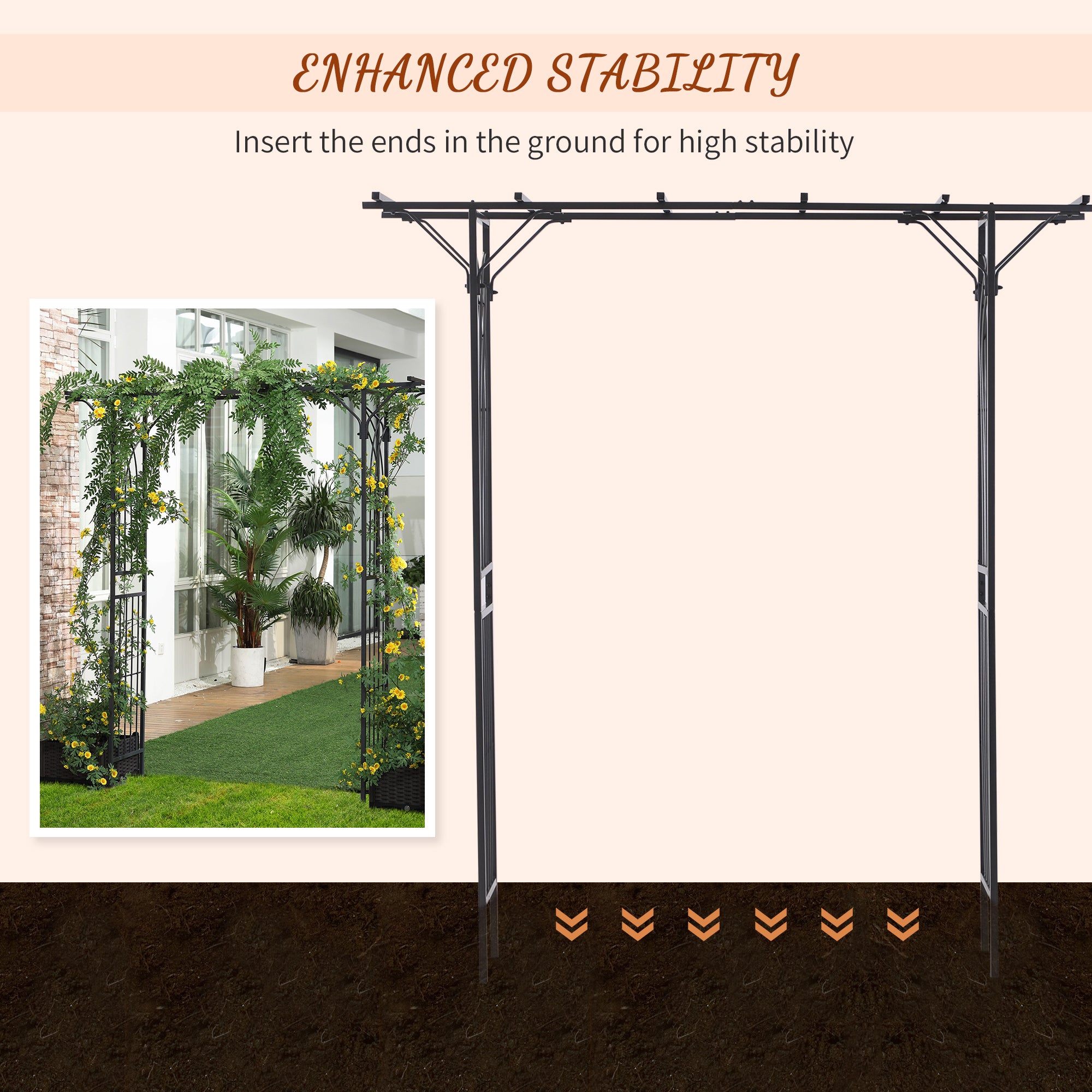 82'' Decorative Metal Garden Trellis Arch with Durable Steel Tubing & Elegant Scrollwork, Perfect for Weddings