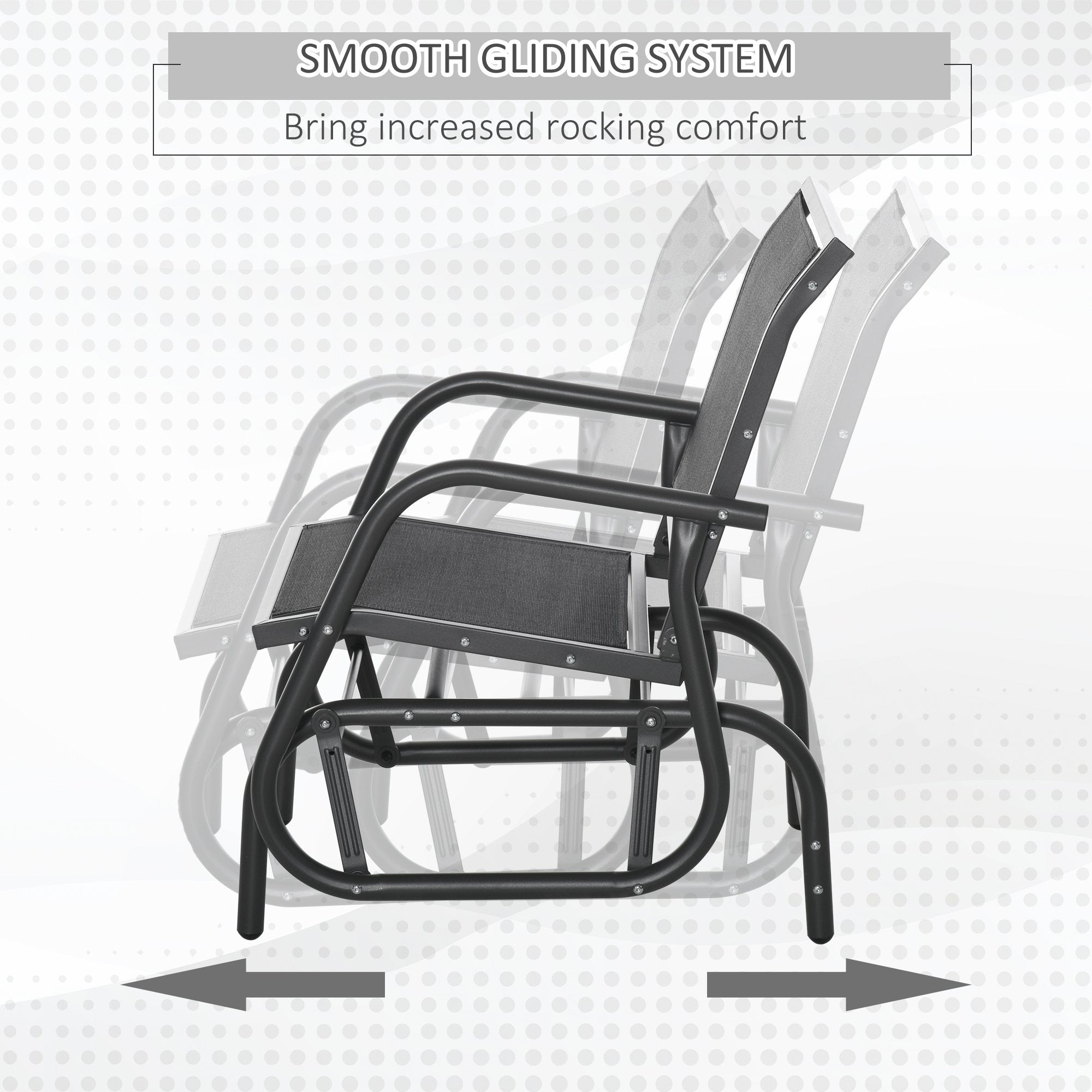 2-Piece Outdoor Glider Swing, Rocking Chair Set with Breathable Mesh Fabric, Sturdy Durable Frame, Curved Armrests, Supports Up to 264 lbs., for Backyard, Garden, Porch