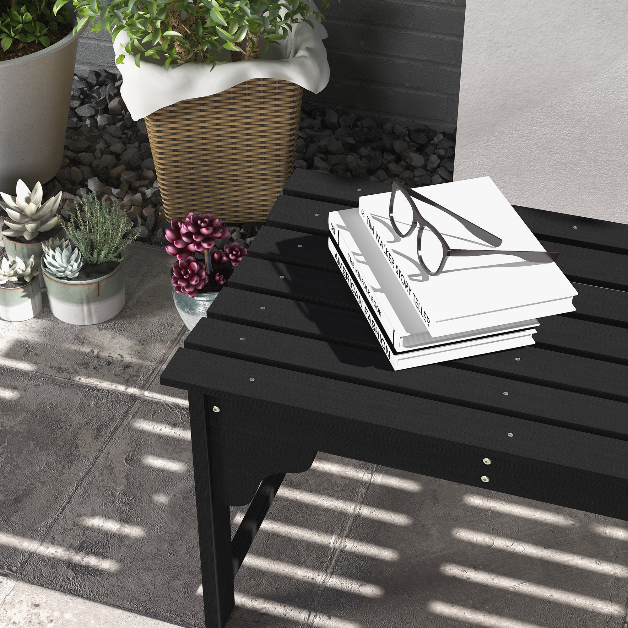 Slatted Wooden Garden Bench, Curved Seat Front Porch Bench