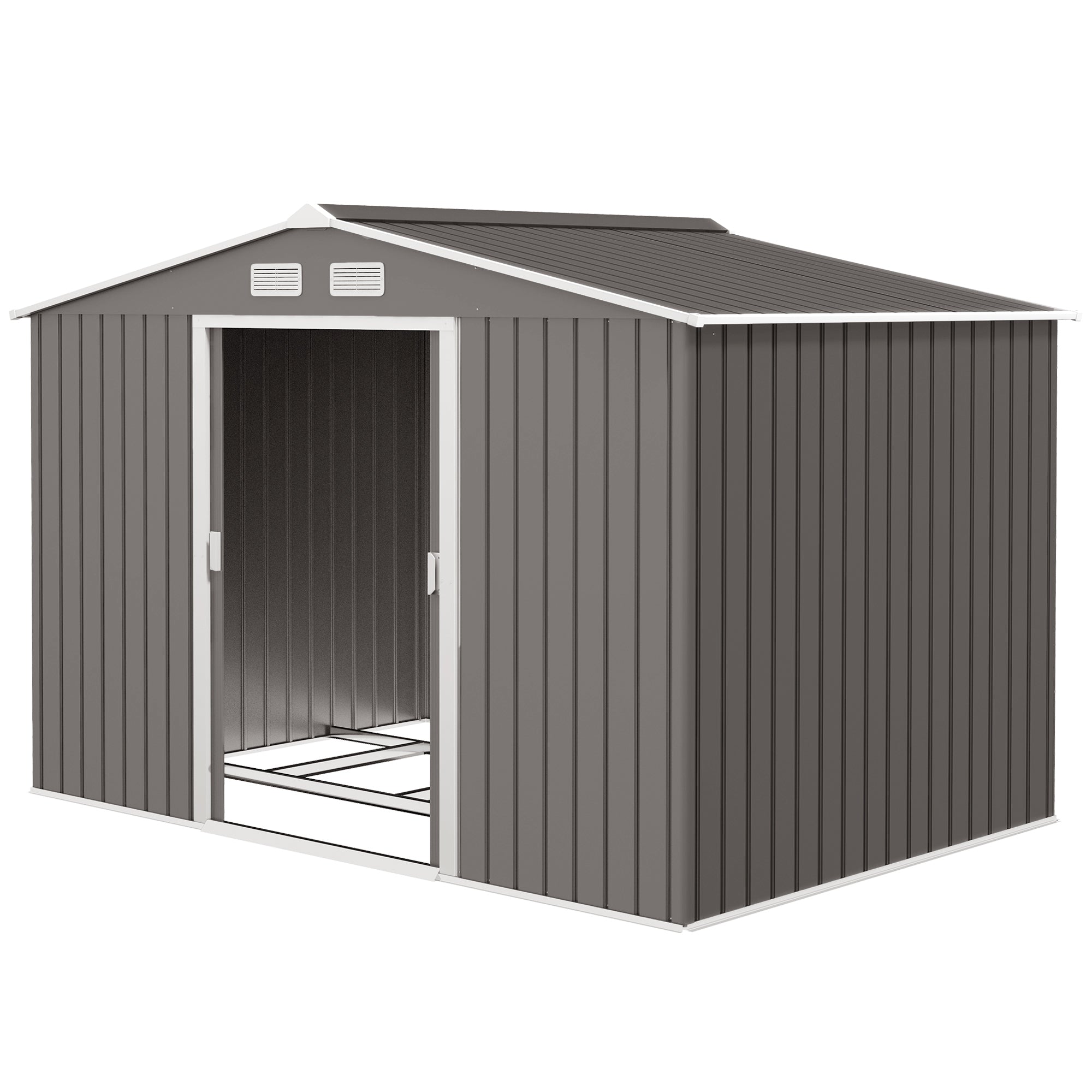 9' x 6' Outdoor Storage Shed, Garden Tool Metal Shed with Foundation Kit
