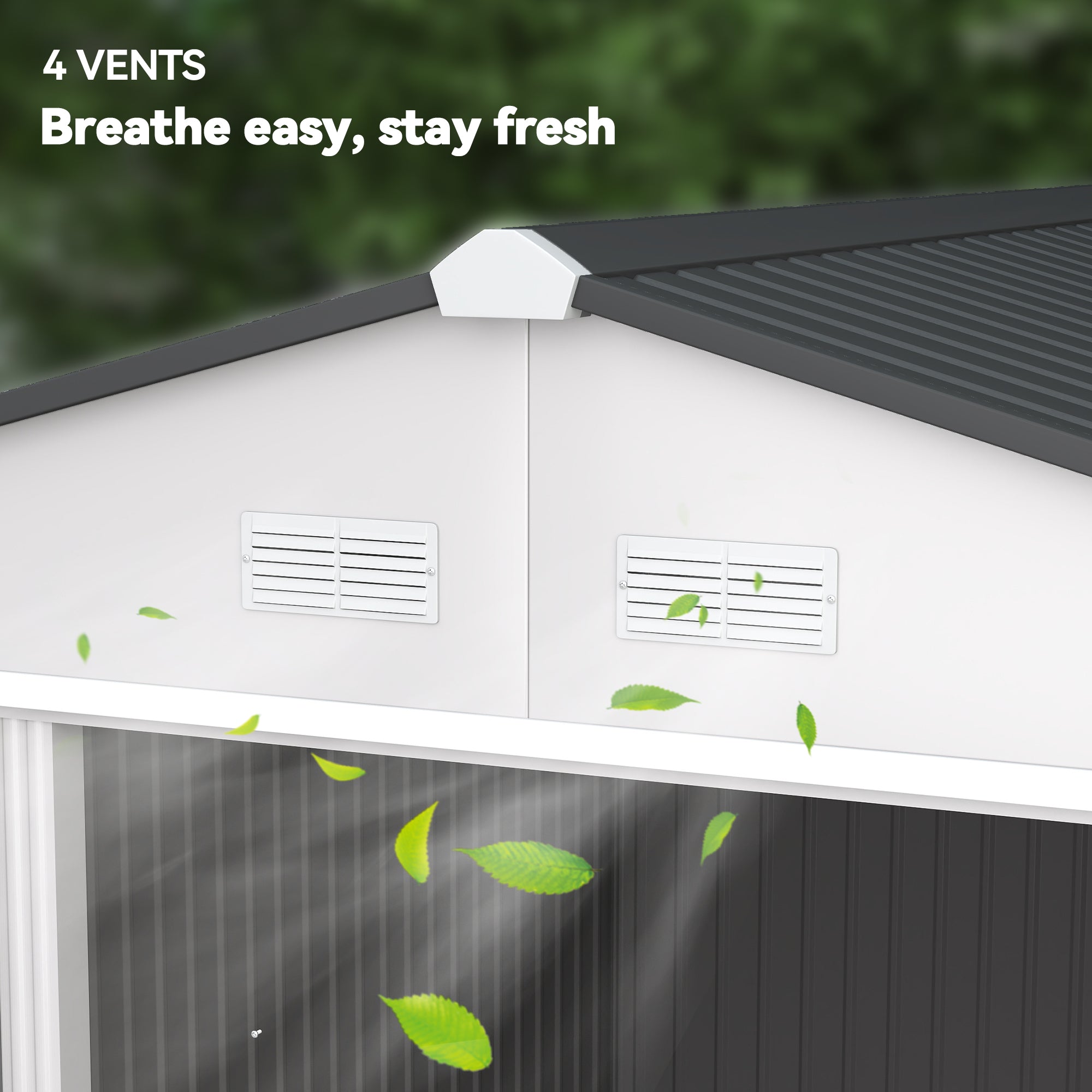 11' x 9' Outdoor Storage Shed, Garden Tool Metal Shed with Foundation Kit, Double Lockable Door, Air Vents and Sloping Roof, for Backyard, Patio, Lawn