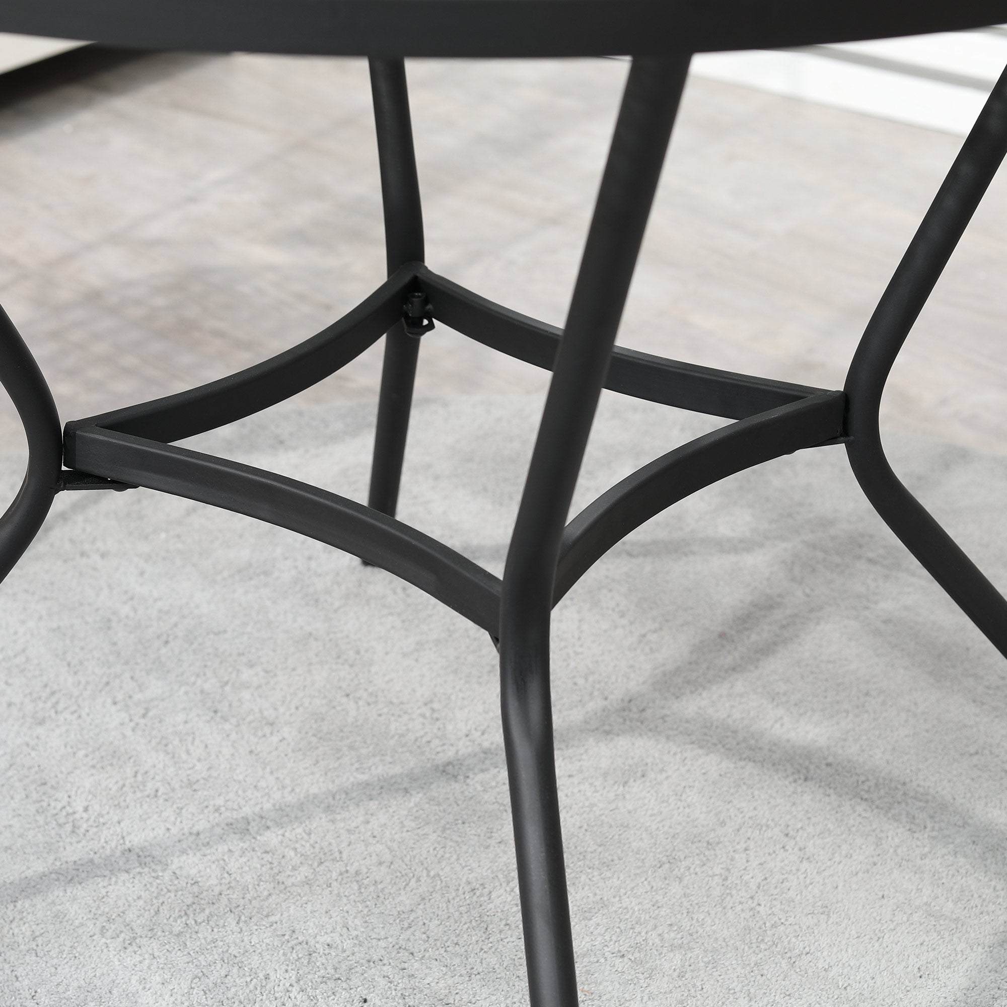 35" Round Outdoor Patio Bistro Dining Table, French Cafe Style, Conversation Space, Fast Drying Metal Mesh Tabletop for Garden, Backyard, Poolside, Black