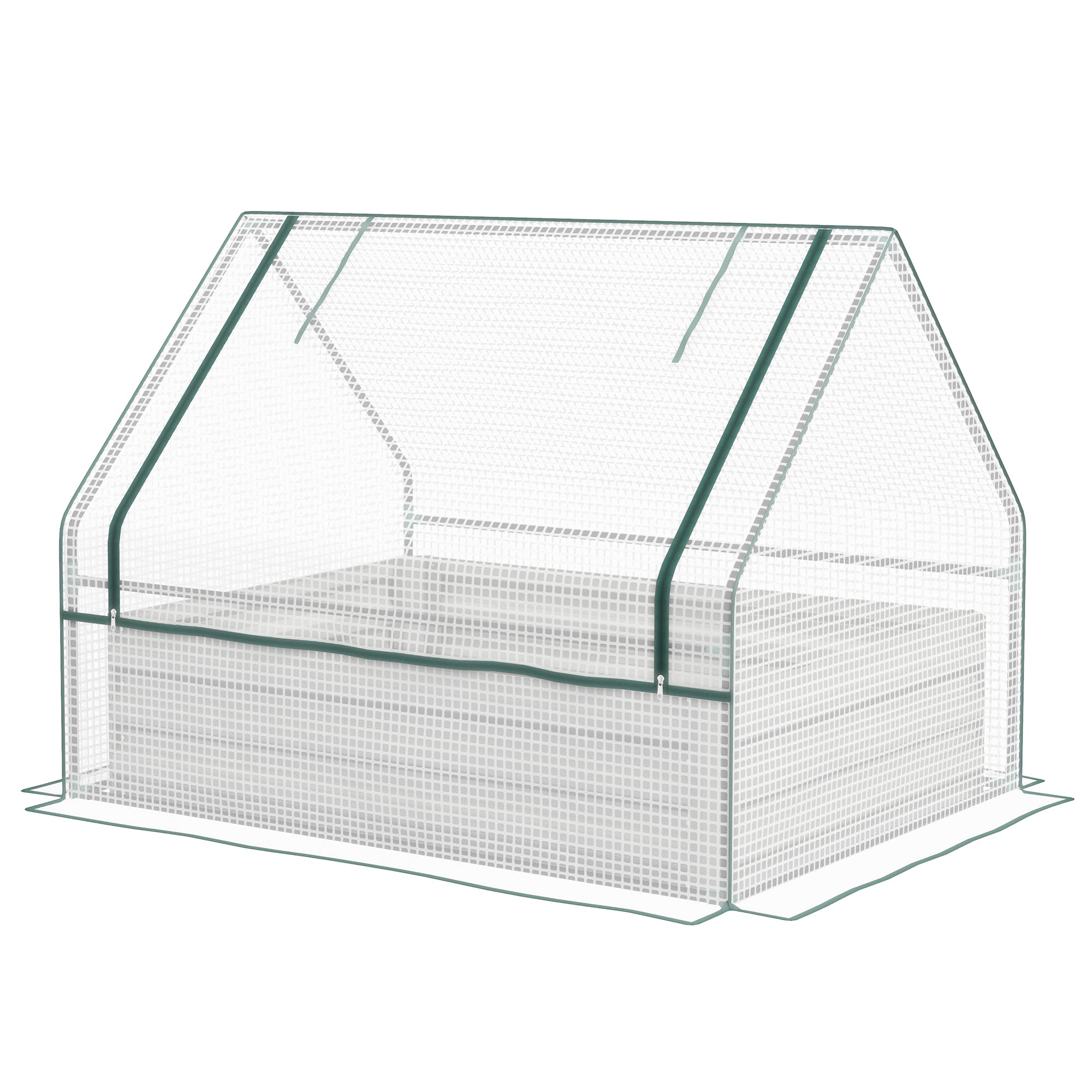 Raised Garden Bed, Outdoor Metal Planter Box with Mini Greenhouse, White and Silver