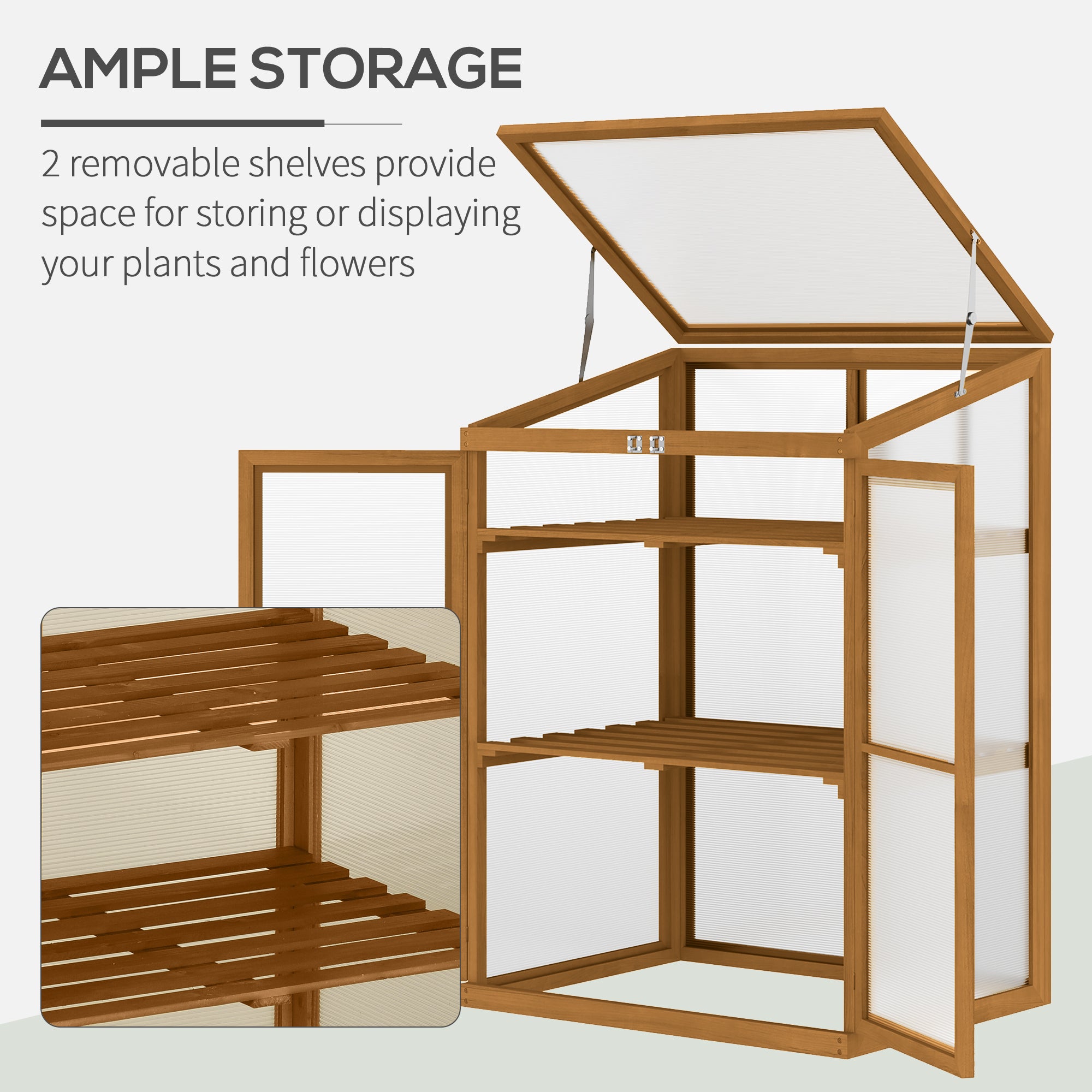 Wooden Cold Frame Greenhouse Small Mini Planter Box, 30" L x 24" W x 44" H