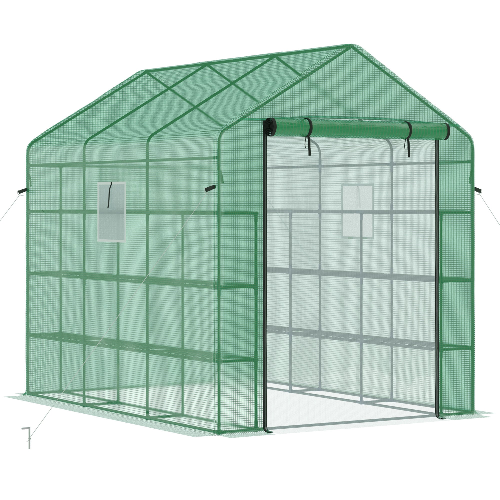8' x 6' x 7' Temporary Greenhouse for Growing Flowers with Mesh Door & Windows