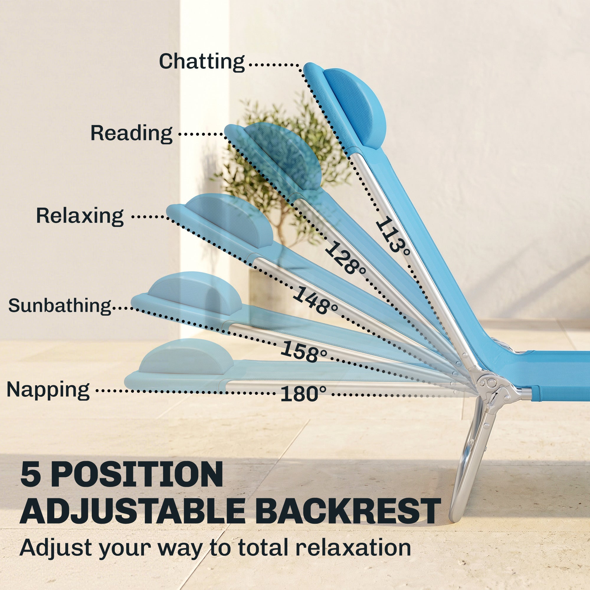 2 Piece Folding Chaise Lounge Chairs, Pool Sun Tanning Chairs with Reclining Back, Breathable Mesh Seat