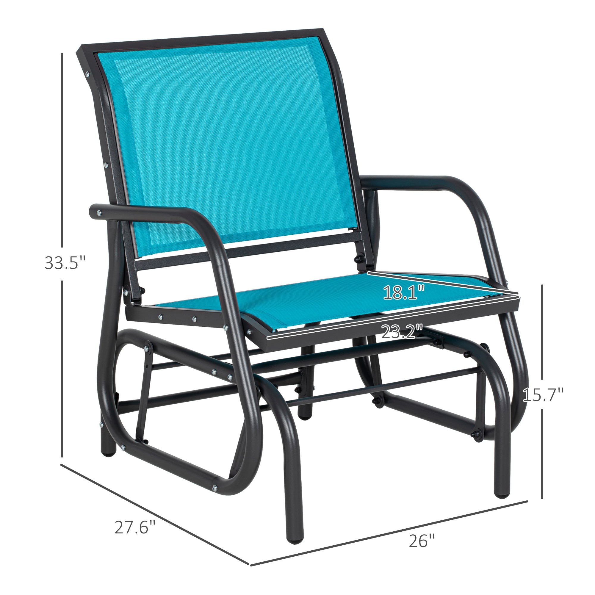 2-Piece Outdoor Glider Swing, Rocking Chair Set with Breathable Mesh Fabric, Sturdy Durable Frame, Curved Armrests, Supports Up to 264 lbs., for Backyard, Garden, Porch