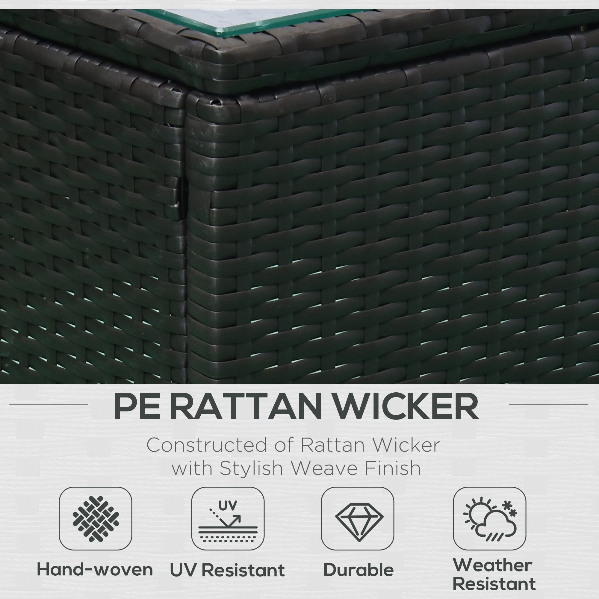 5 Pieces Rattan Wicker Lounge Chair Outdoor Patio Conversation Set with 2 Cushioned Chairs, 2 Ottomans and Tempered Glass Top Coffee Table