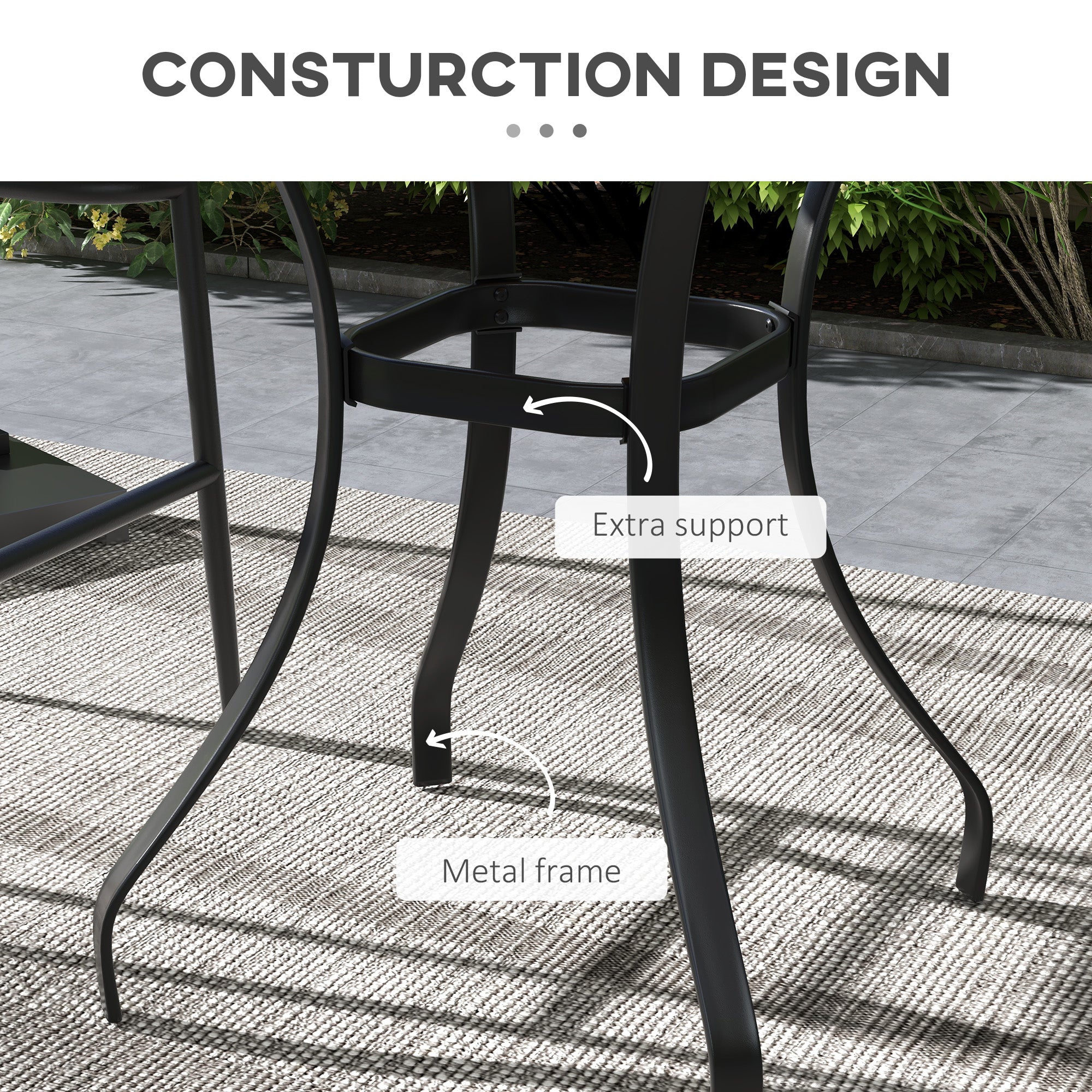 28" Outdoor Dining Table, Faux Wood Patio Furniture, Square Wood-Like Garden Table with Water Safe Design, Brown