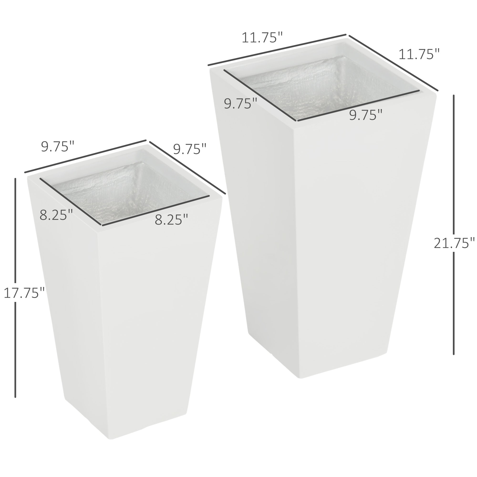 2-Pack Outdoor Planter Set, Flower Pots with Drainage Holes, Durable & Stackable Plant Pot, 22in & 18in, for Porch, Entryway, Patio, Yard, Garden