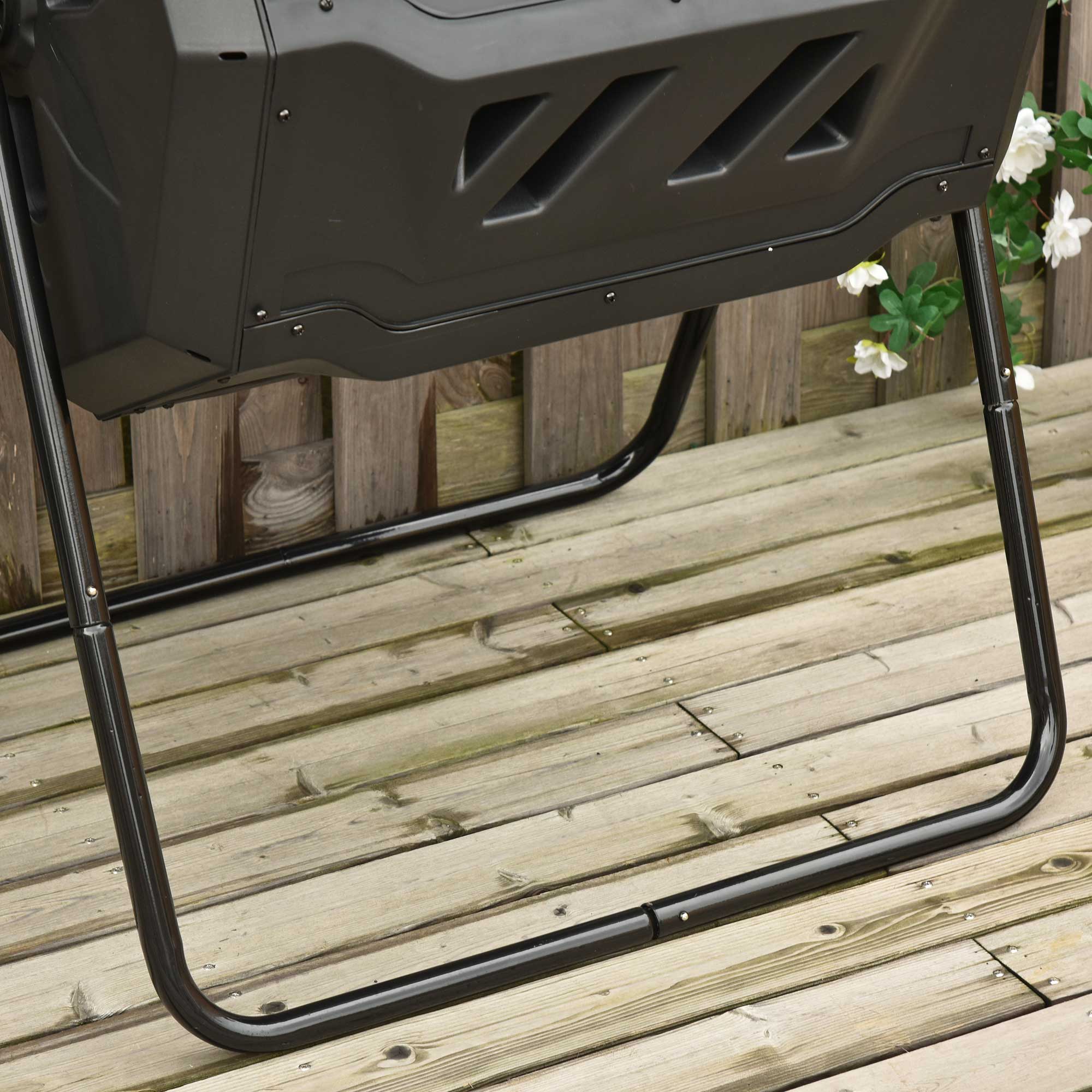 Tumbling Compost Bin Outdoor 360° Dual Chamber Rotating Composter 43 Gallon