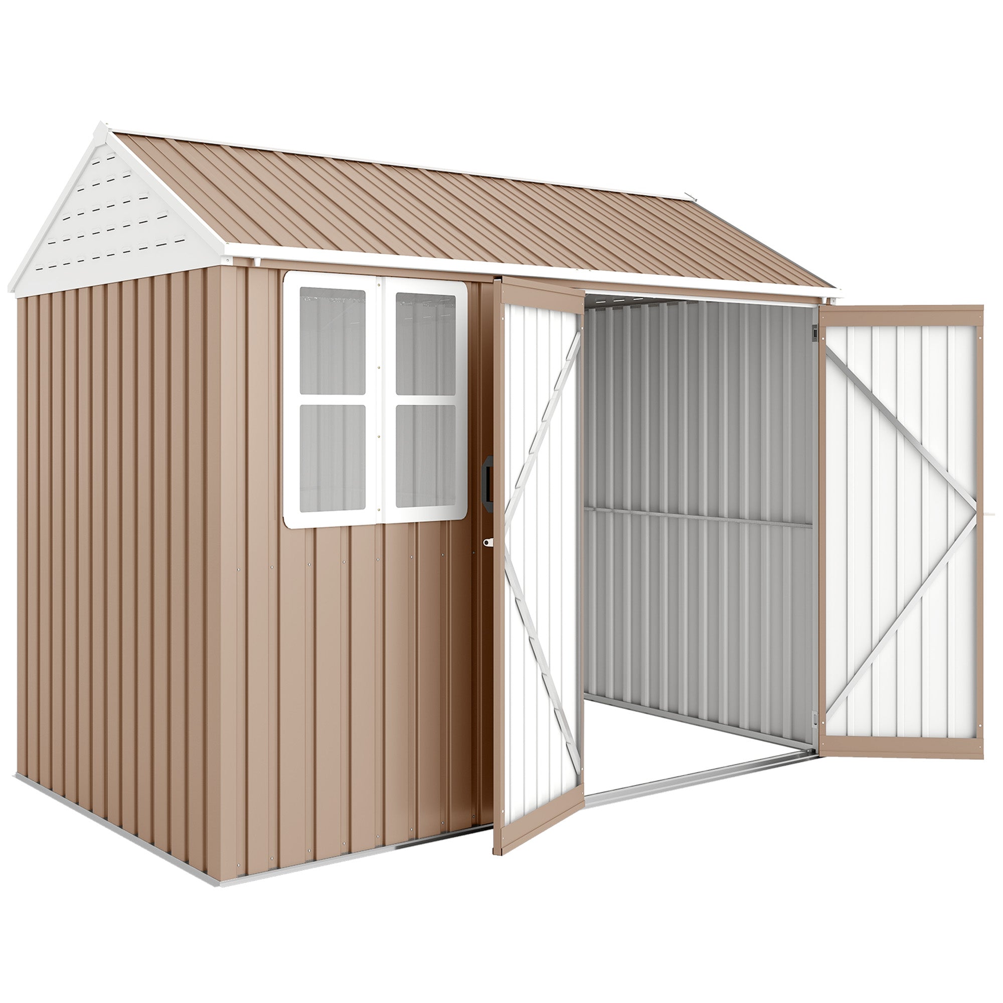 8' x 5.5' Metal Garden Storage Shed, Extra Large Outdoor Tool Storage House w/Lockable Doors, Window, Air Vents