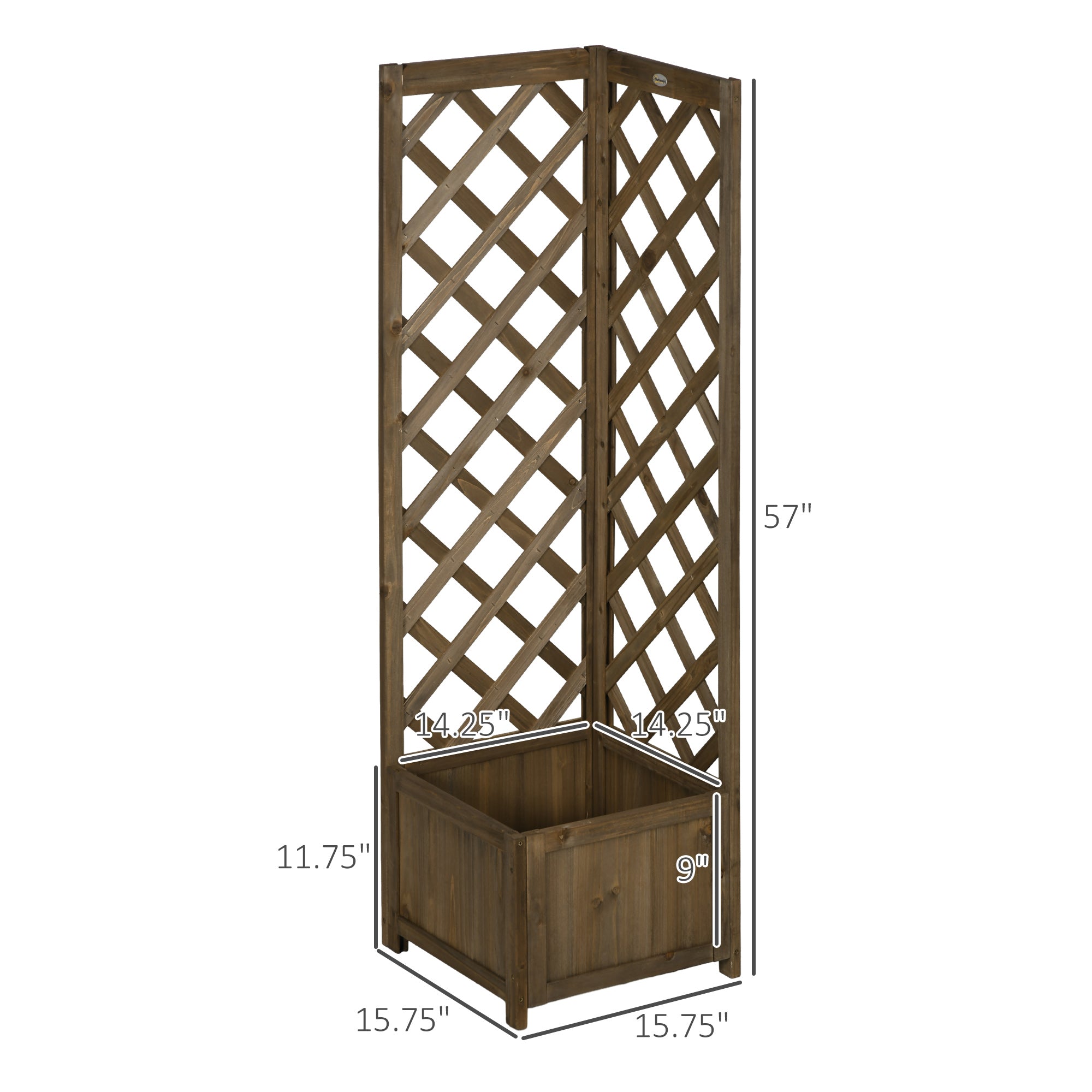 Wooden Raised Garden Bed, Planter with Trellis for Vine Climbing and Vegetables, Herbs and Flowers Growing