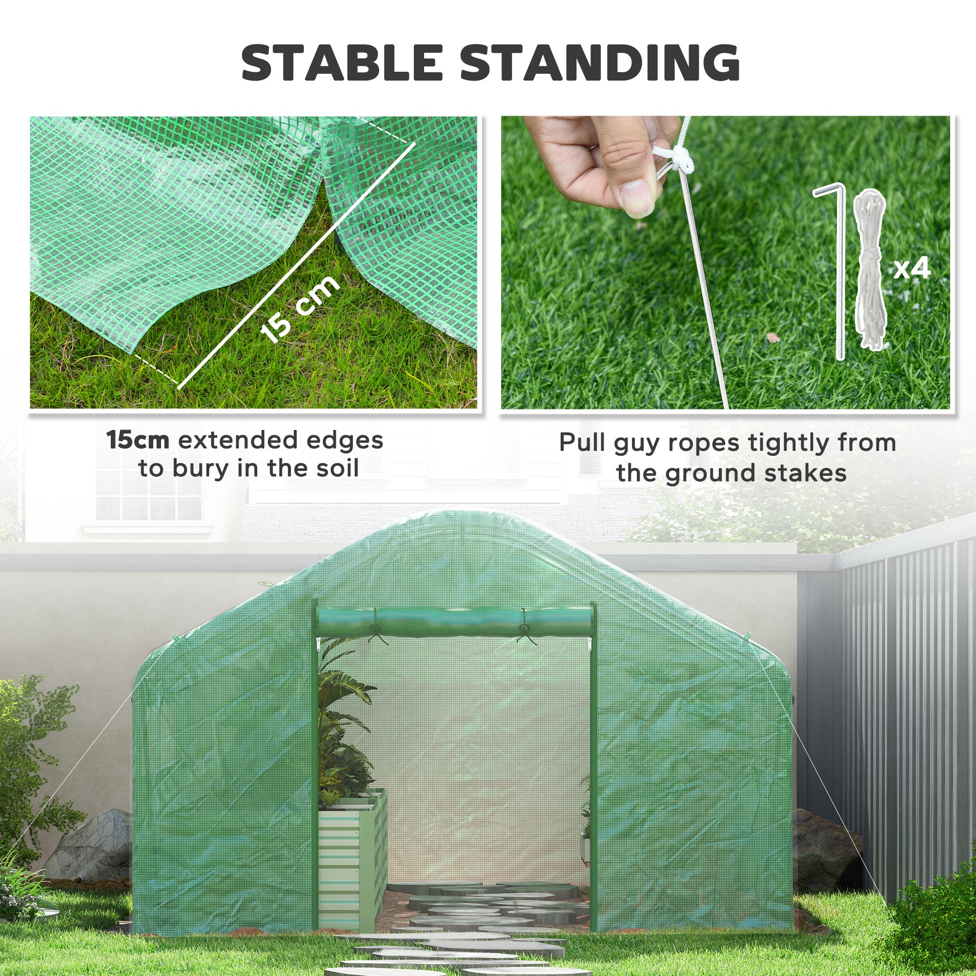 13' x 10' x 6.5' Tunnel Greenhouse Hoop House with Upgraded Galvanized Steel Frame and Large Windows