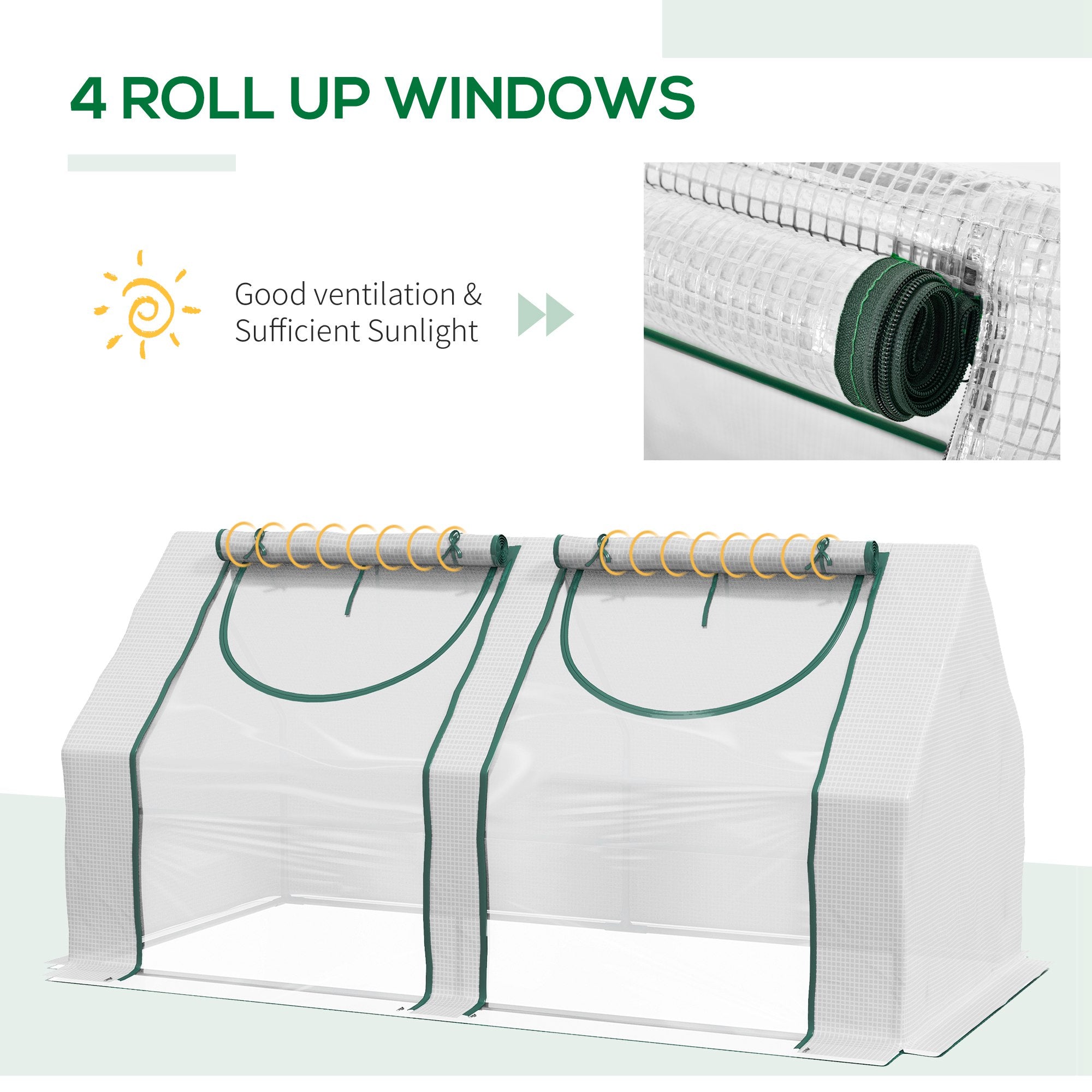 6' x 3' x 3' Portable Greenhouse, Garden Hot House with Two PE/PVC Covers and 2 Roll Up Windows