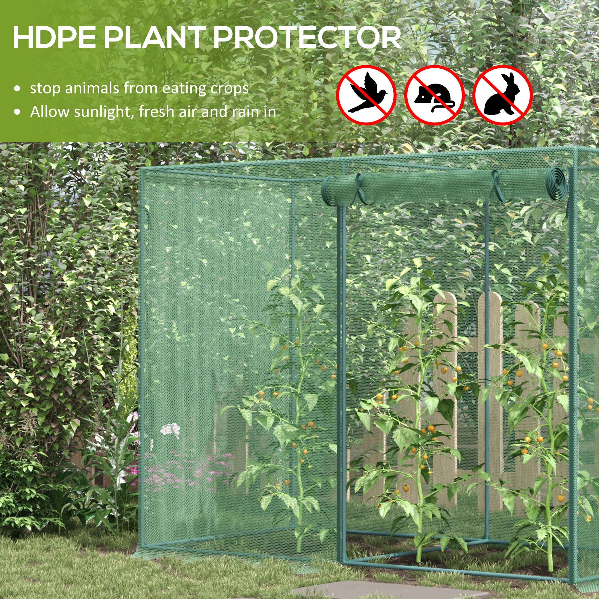 6 x 3ft Crop Cages for Garden, Plant Protectors from Animals, Storage Bag and 6 Ground Stakes