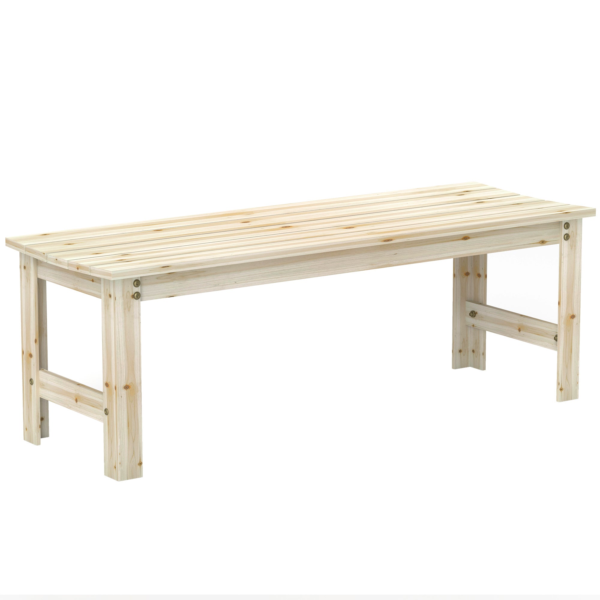 2-Seat Wood Garden Bench, Patio Bench Outdoor Bench with Slatted Seat, Backless Front Porch Bench for Park, Garden, Poolside, Deck