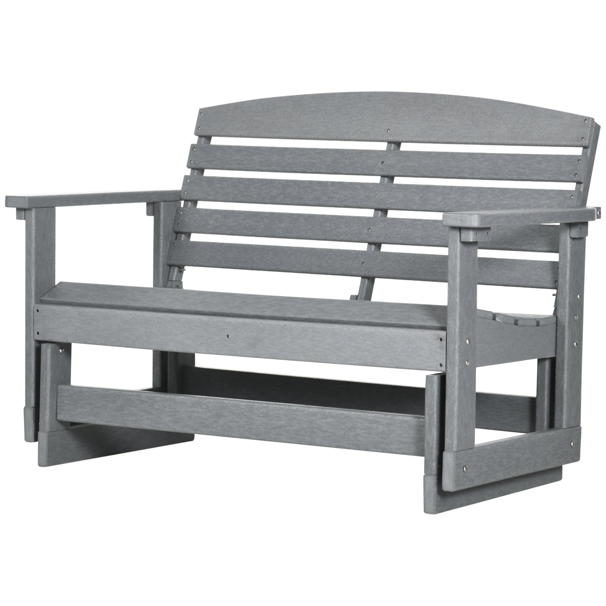 Patio Glider Bench w/ HDPE Slatted Double Rocking Chair