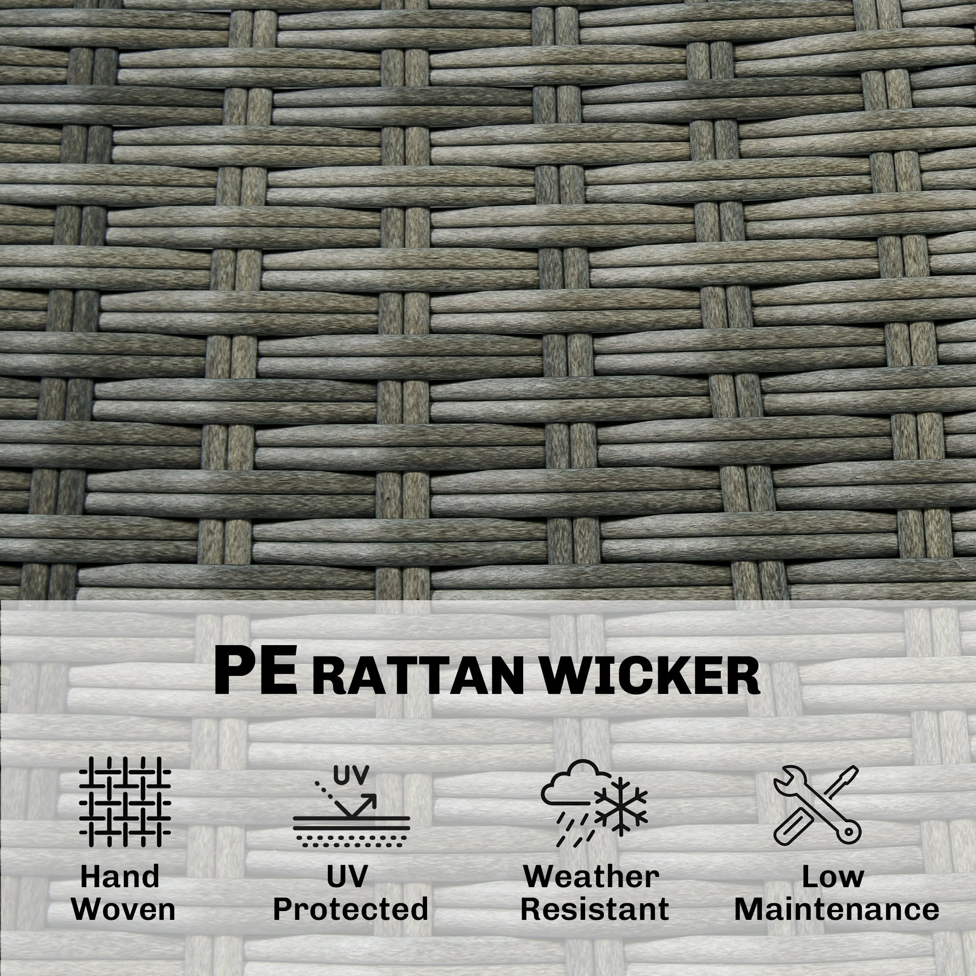 5 Piece Wicker Outdoor Bar Set, Acacia Wood Outdoor High Top Table and Chairs with 3 Tier Shelves, Cushions