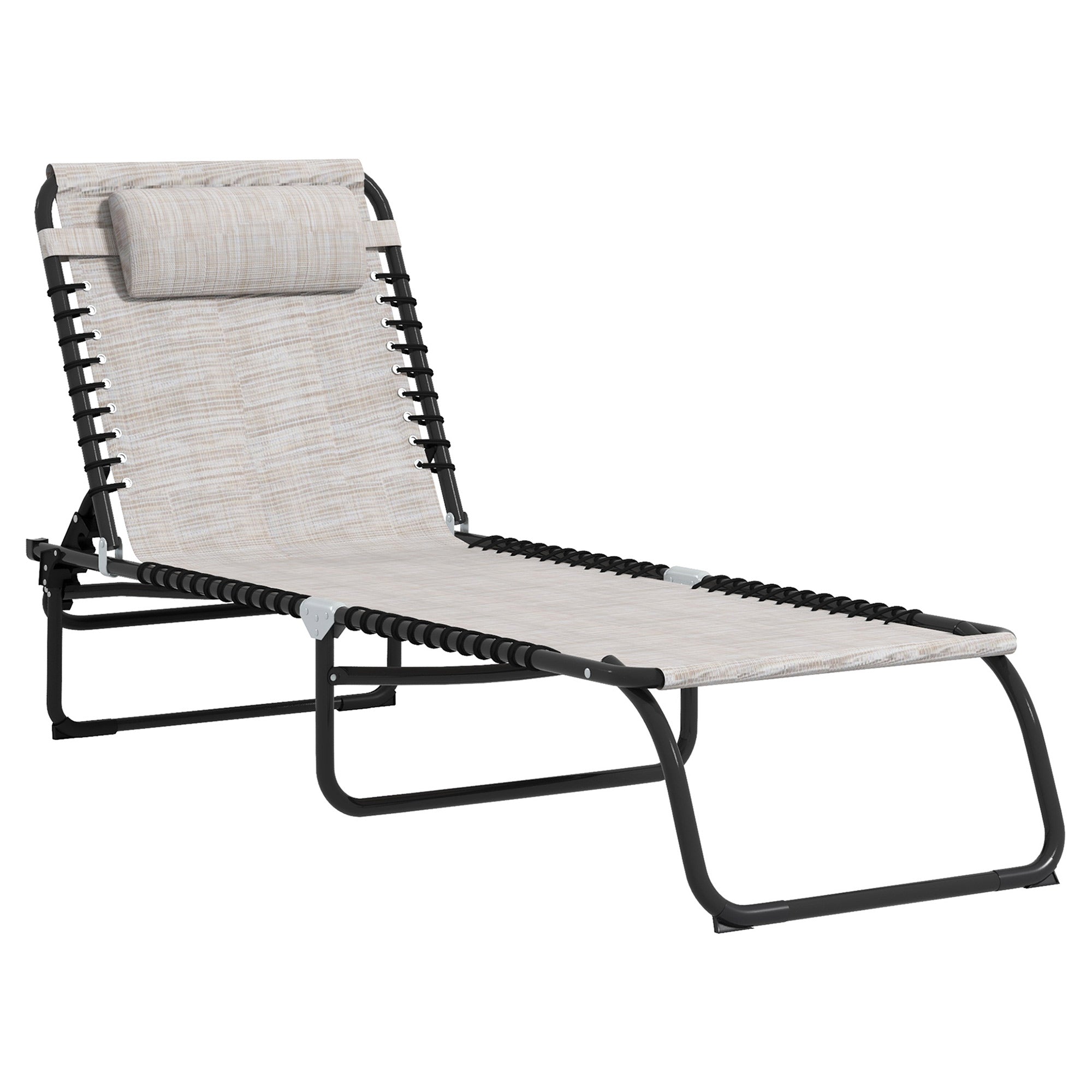 Foldable Chaise Lounge, 3-Position Reclining Back, Portable design and Breathable Mesh for Poolside, Camping, Hiking