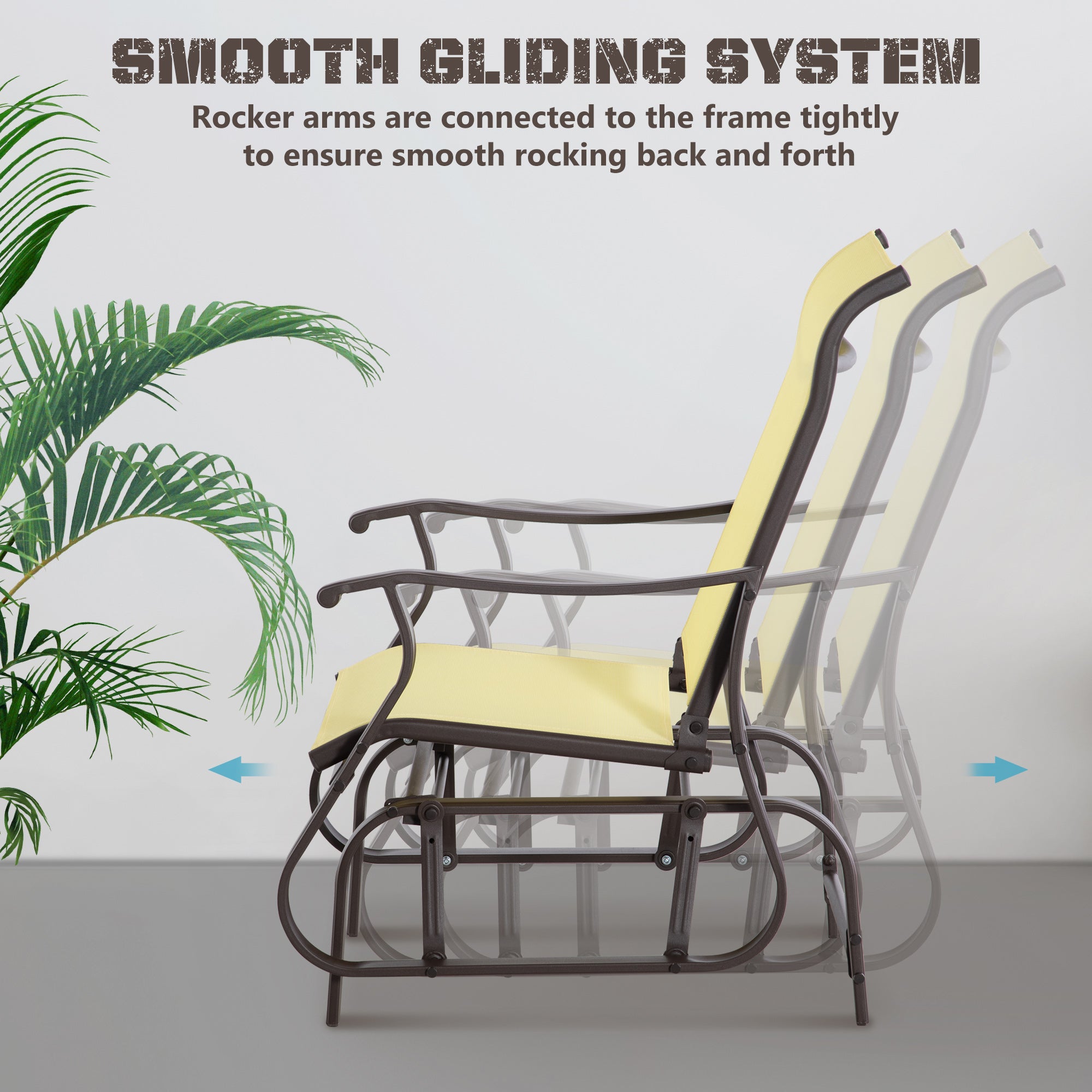 Outdoor Glider Chair, Gliders for Outside Patio with Steel Frame and Mesh Fabric for Backyard, Garden, and Porch