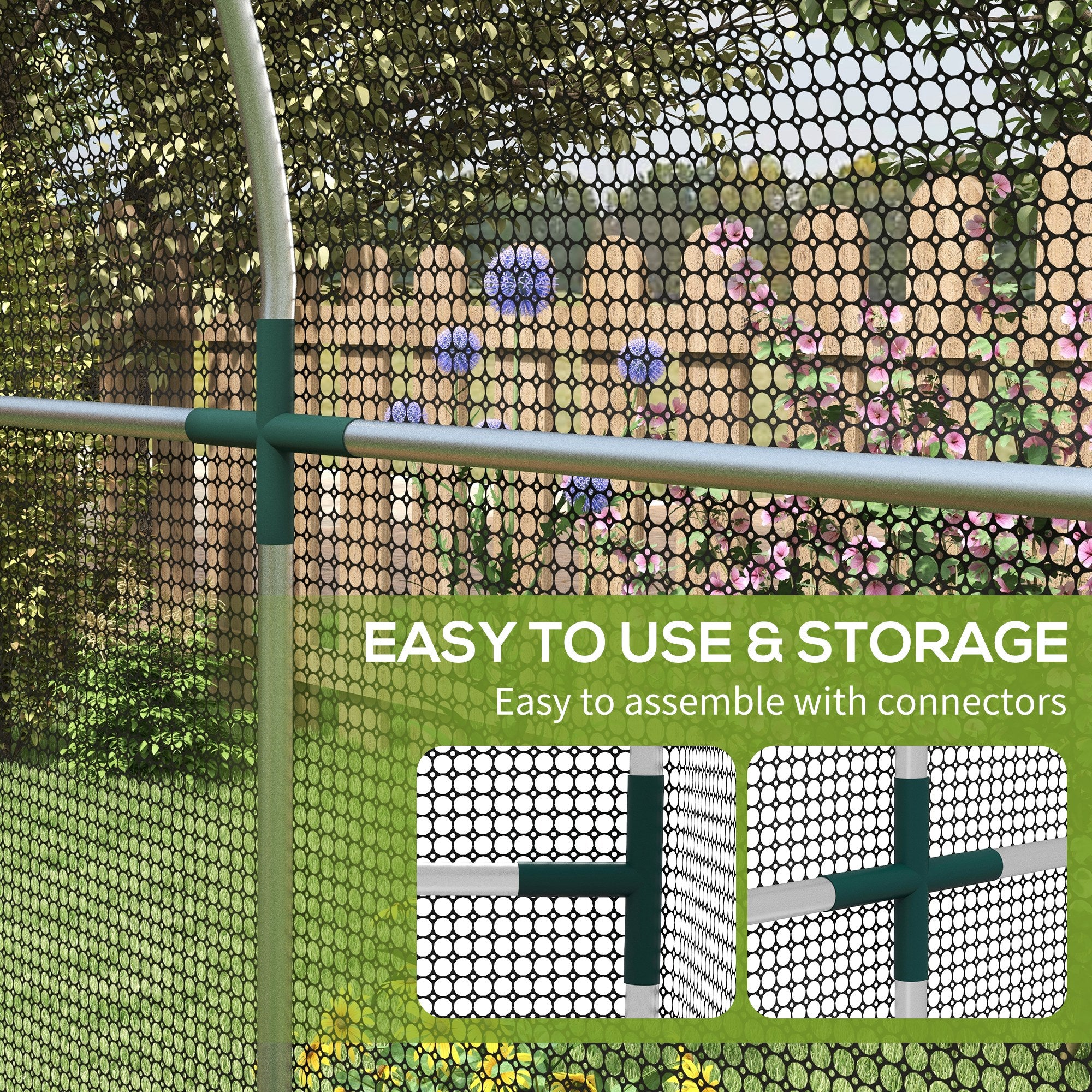 Galvanized Steel Crop Cage, Plant Protection Tent with Zippered Door, 4' x 8'