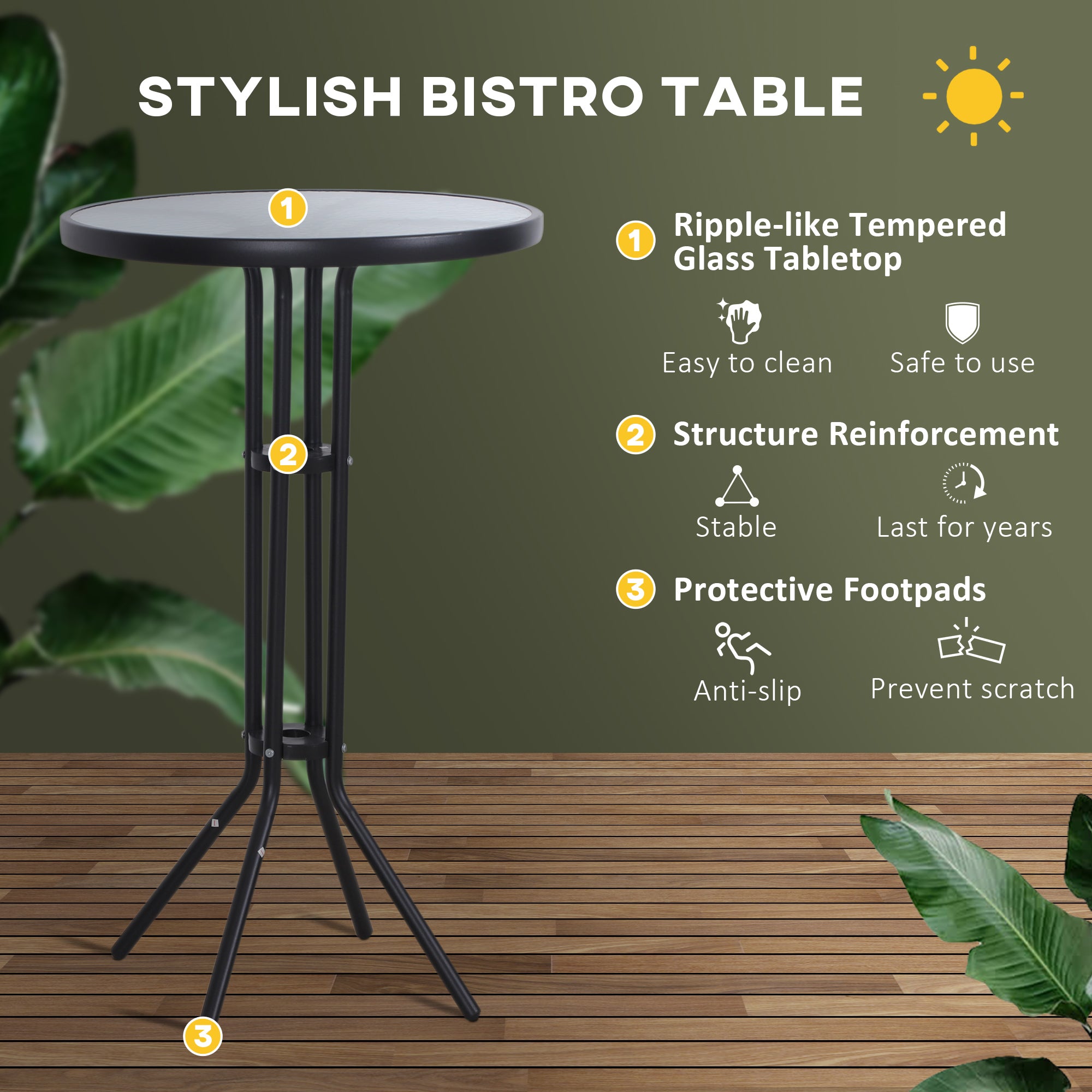 3 Piece Bar Height Outdoor Bistro Set for 2