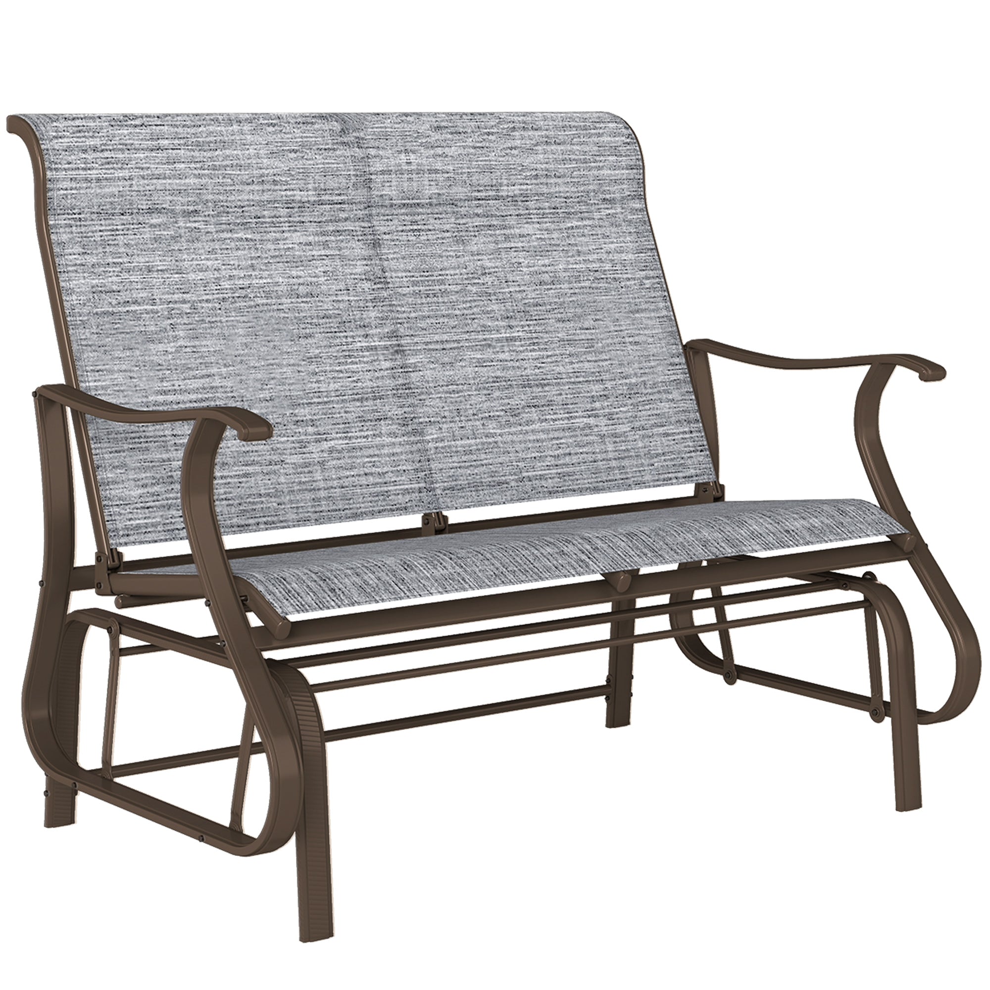 2-Person Outdoor Glider Bench, Patio Glider Loveseat Chair with Powder Coated Steel Frame, 2 Seats Porch Rocking Glider for Backyard, Lawn and Garden