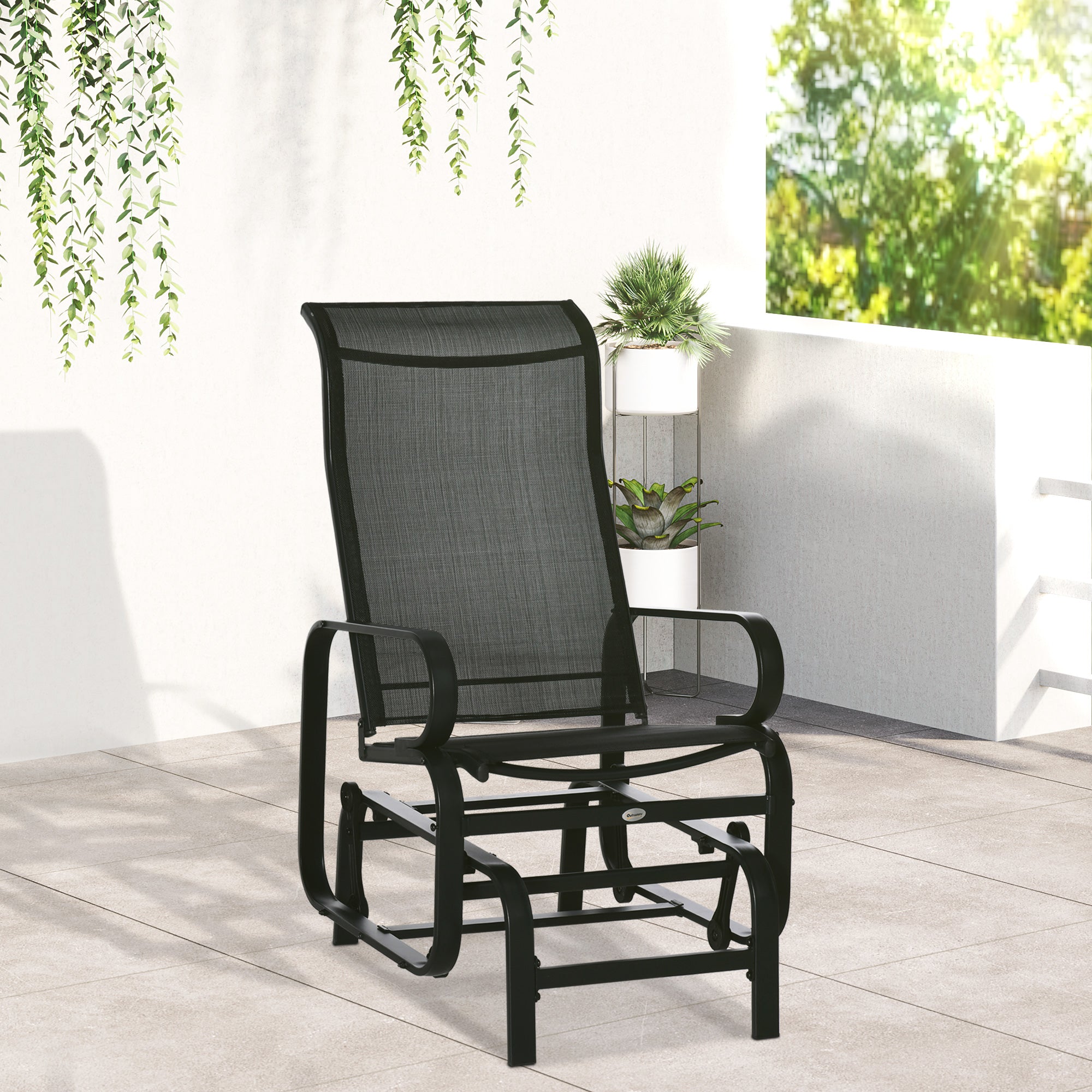 Outdoor Patio Glider Rocker, Metal High-Back Chair for Outdoor Use