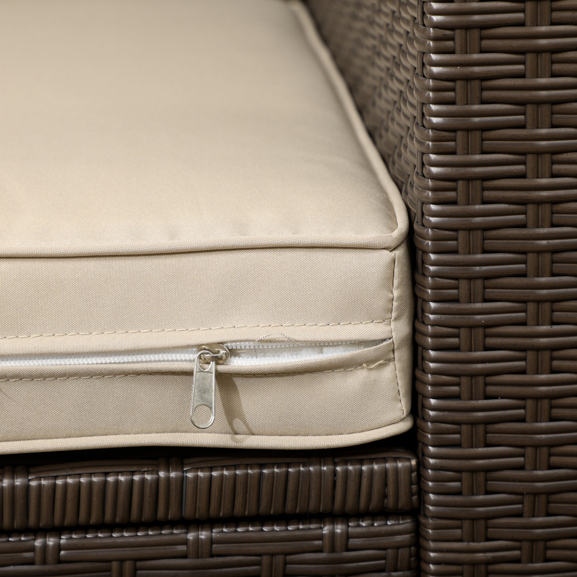 Outdoor Wicker Loveseat, Patio Furniture Couch with Cushions, 2 Seats PE Rattan Sofa, 2 Throw Pillows