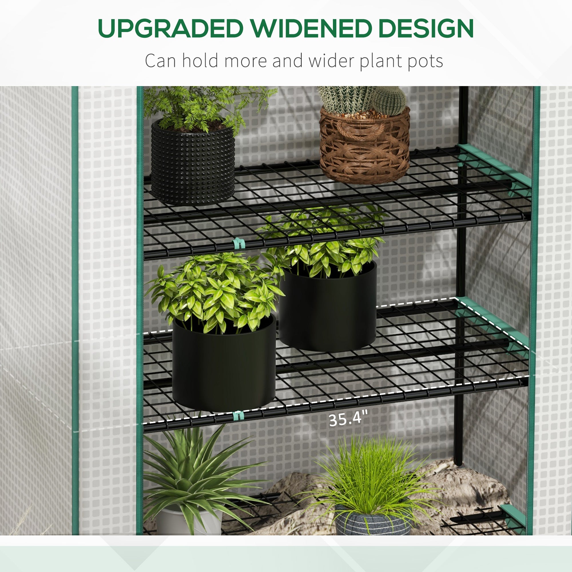5 Tier Mini Greenhouse, Small Portable Greenhouse with PE Cover, Roll-Up Zippered Door, 76" x 35.4" x 19.3", Green