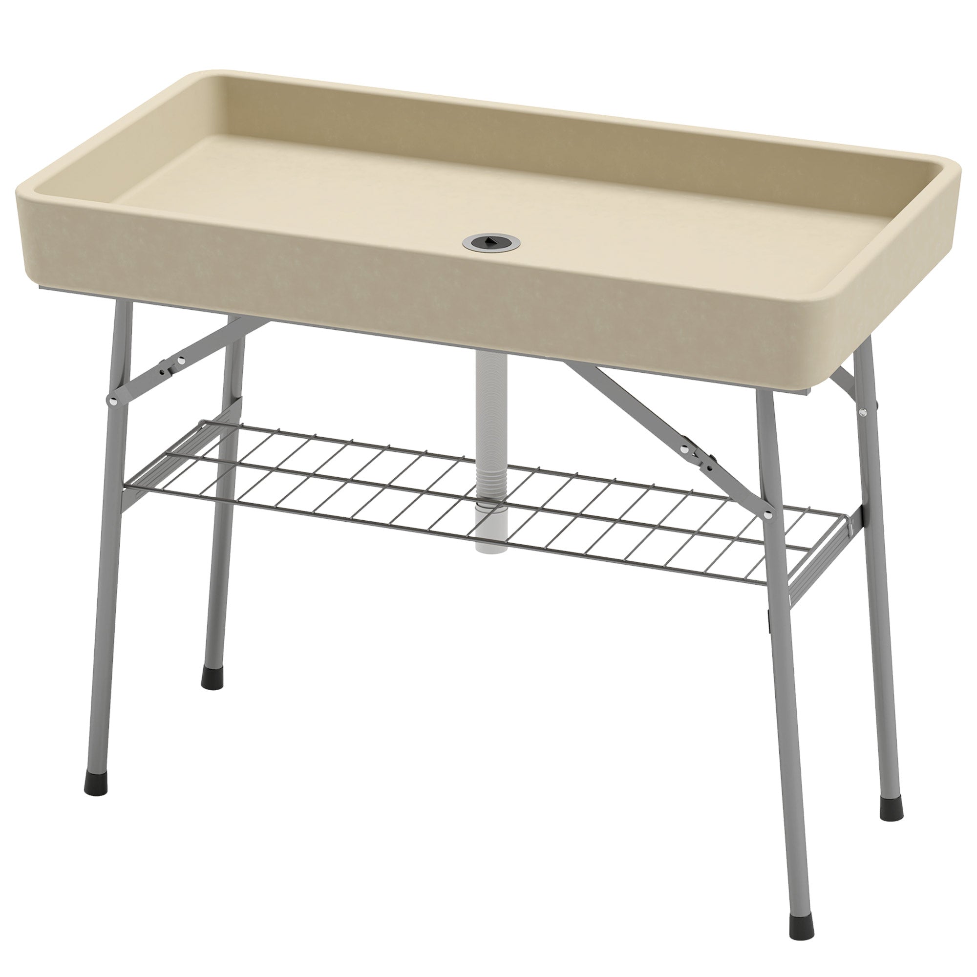 3.4ft Folding Ice Cooler Table with Drain, Fill and Chill Table Outdoor Table Cooler with Storage Shelf, Drink Cooler for Parties Picnic BBQ Camping Wedding