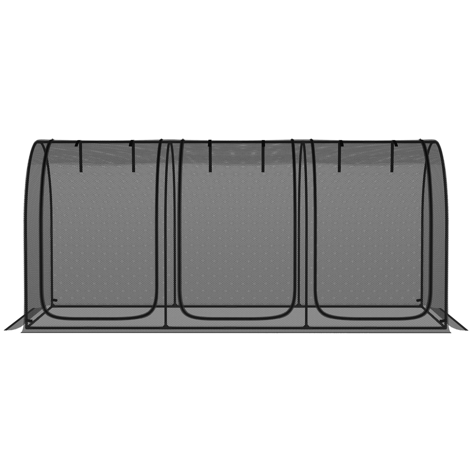 9' x 4' Crop Cage, Plant Protection Tent with Three Zippered Doors, Steel Frame, Storage Bag and 4 Ground Stakes, for Garden, Yard, Lawn
