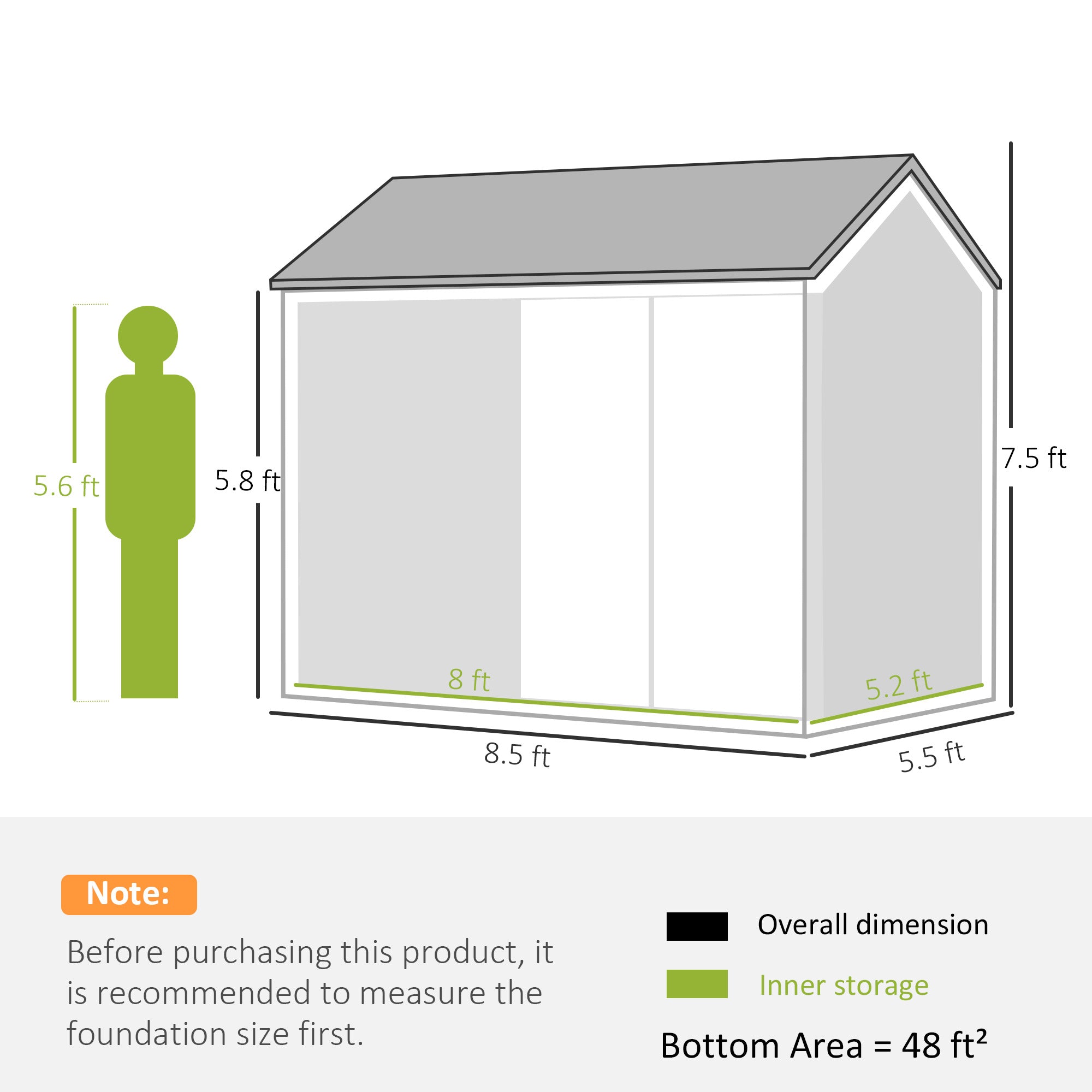 8' x 5.5' Metal Garden Storage Shed, Extra Large Outdoor Tool Storage House w/Lockable Doors, Window, Air Vents