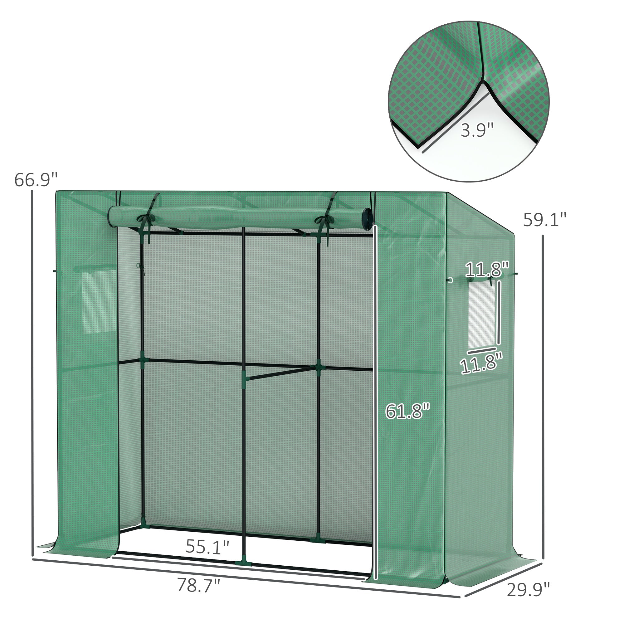 Walk-in Portable Greenhouse Small Greenhouse for Outdoors with UV-resistant PE Cover, 6.6' x 2.5' x 5.6'